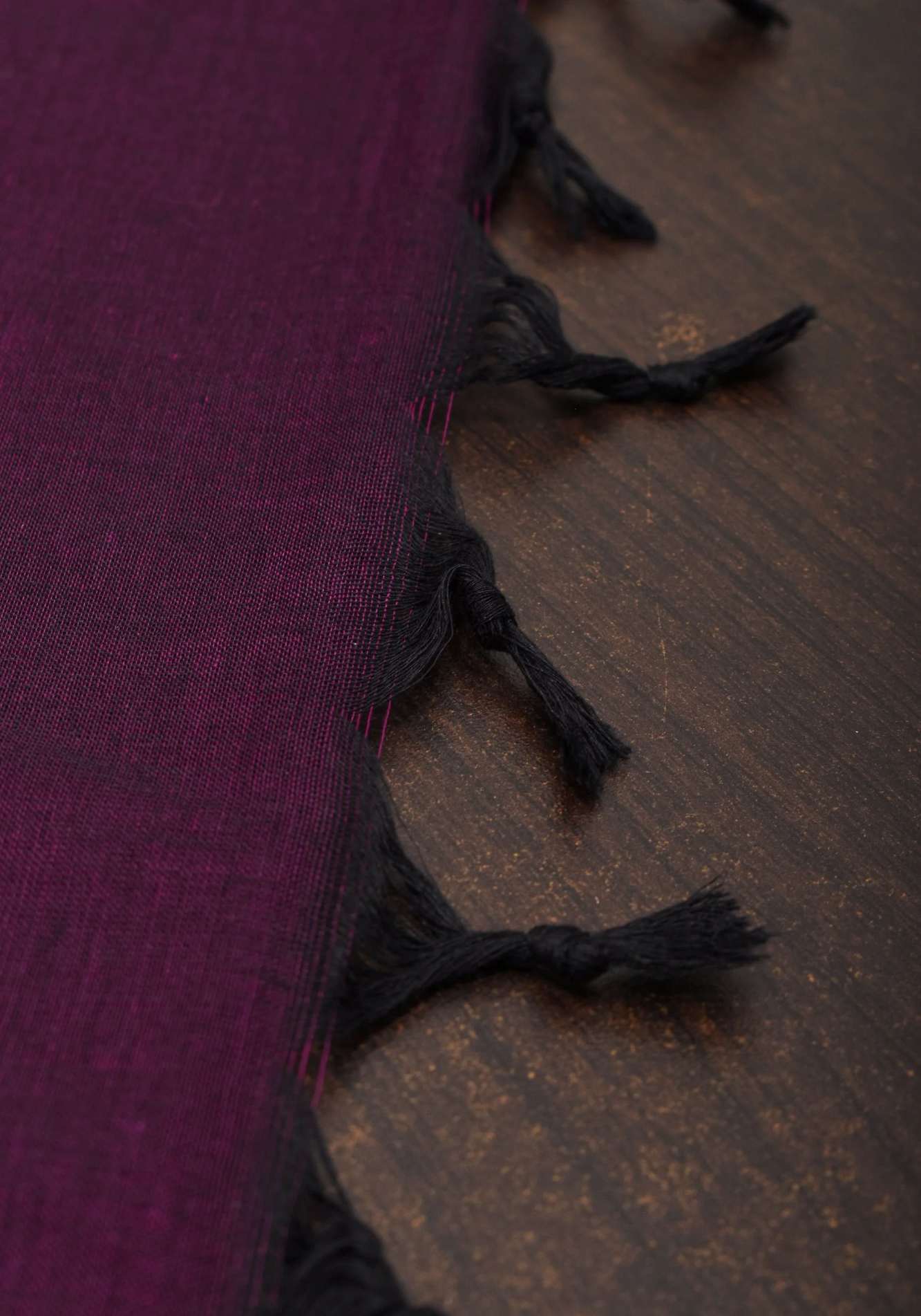 Eggplant Kanchi Cotton Saree with Ganga Jamuna zari border