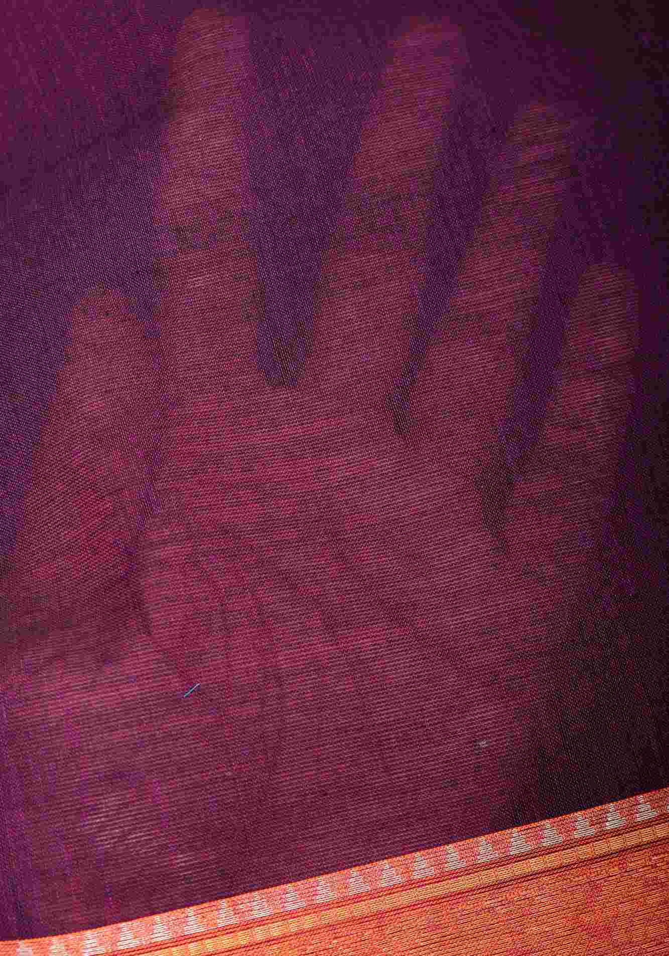 Eggplant Kanchi Cotton Saree with Ganga Jamuna zari border