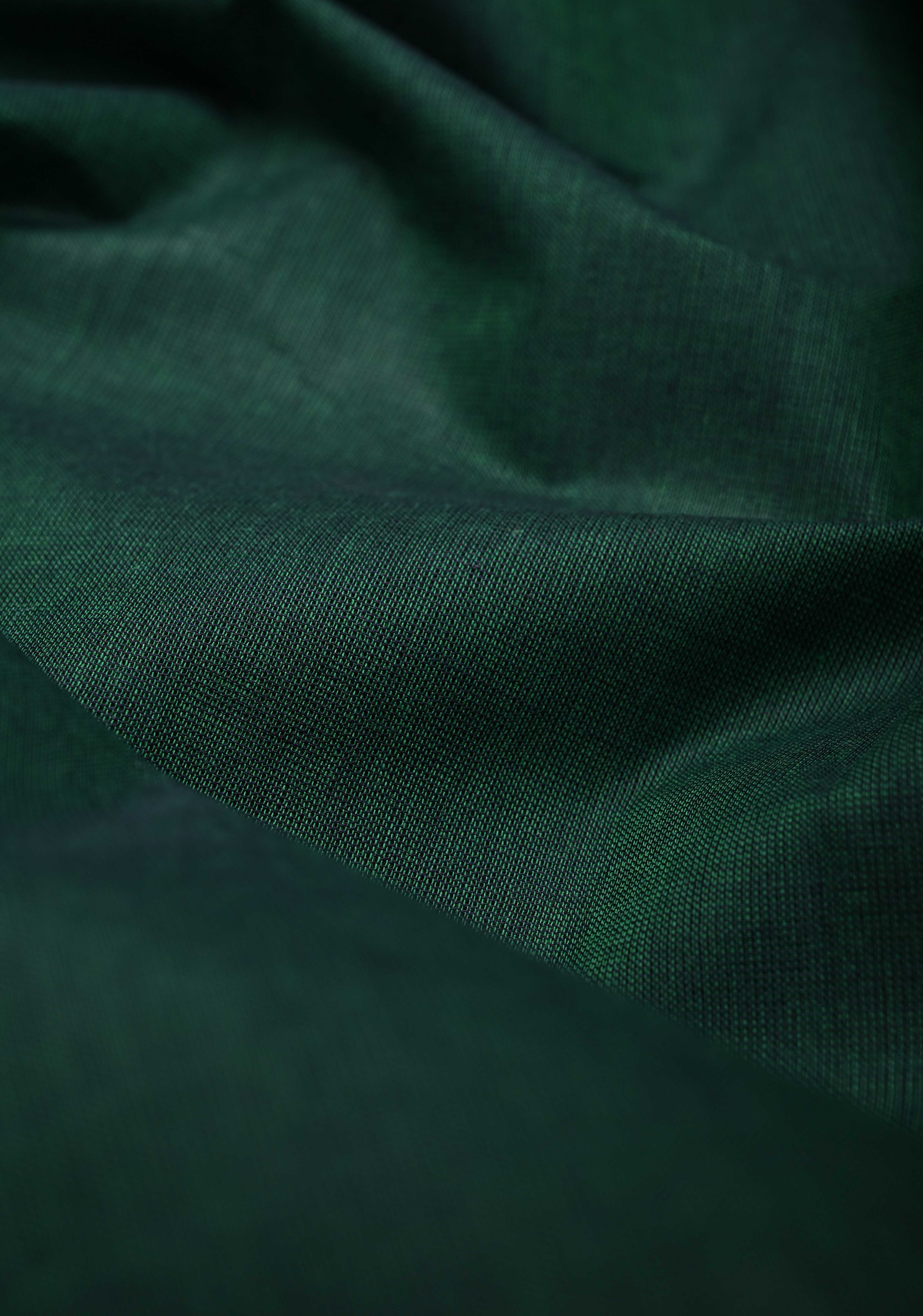 Midnight Moss Kanchi Cotton Saree with Contrast Temple border, No Blouse piece | SHOBITAM