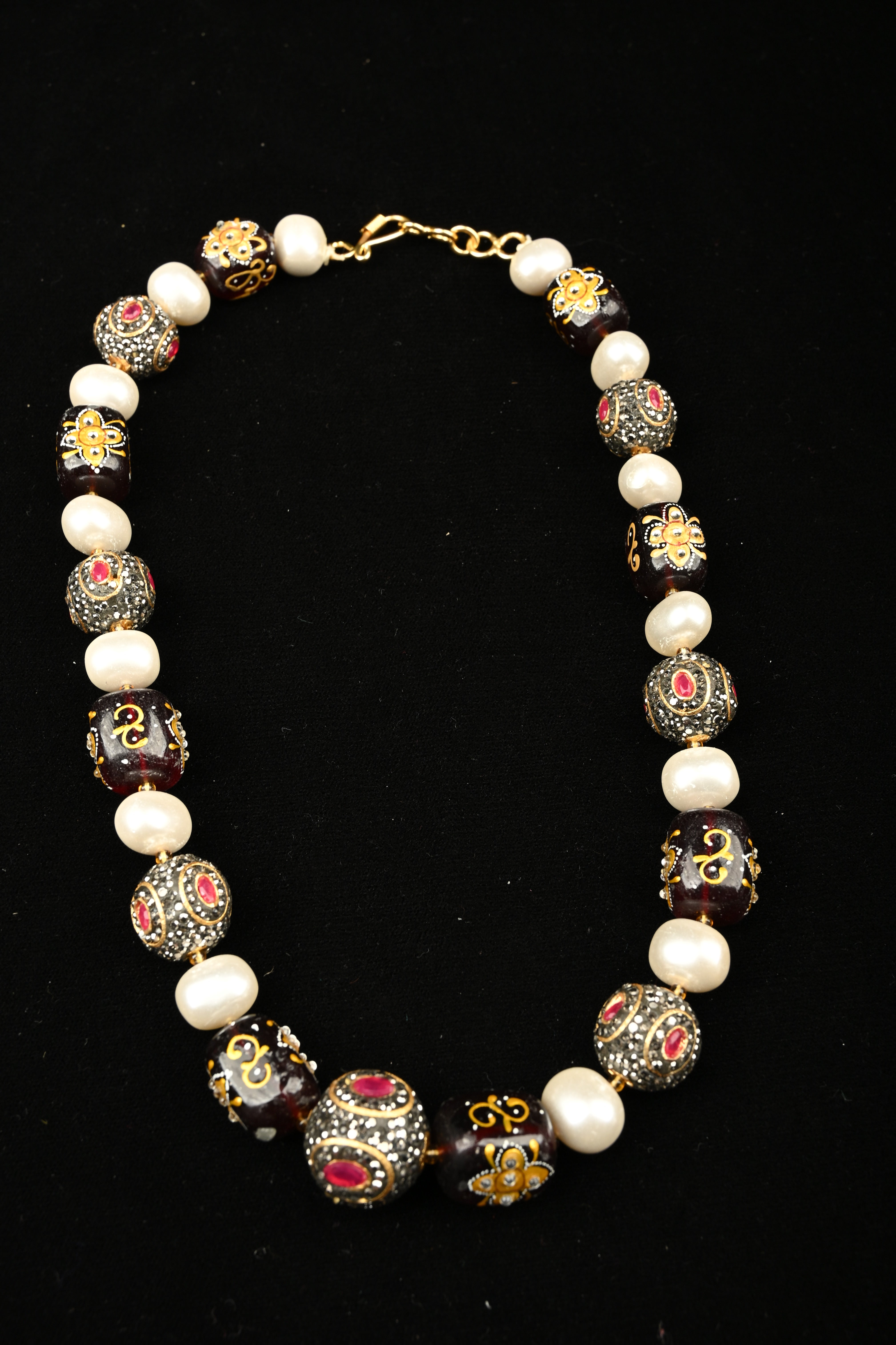 Inlay work Heritage Bead Necklace Set | Shobitam
