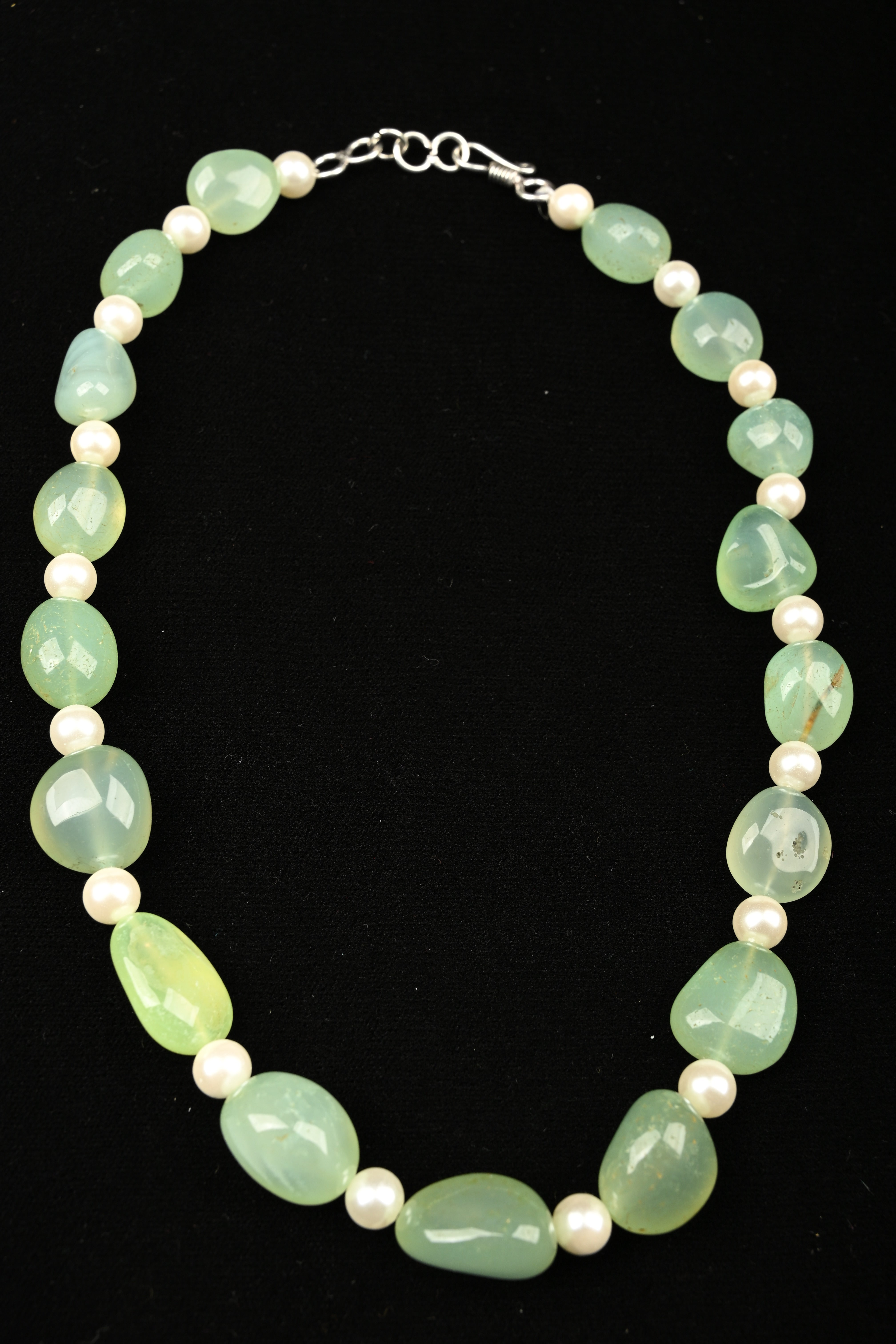 Celadon Glow Aventurine & Pearl Necklace | Shobitam