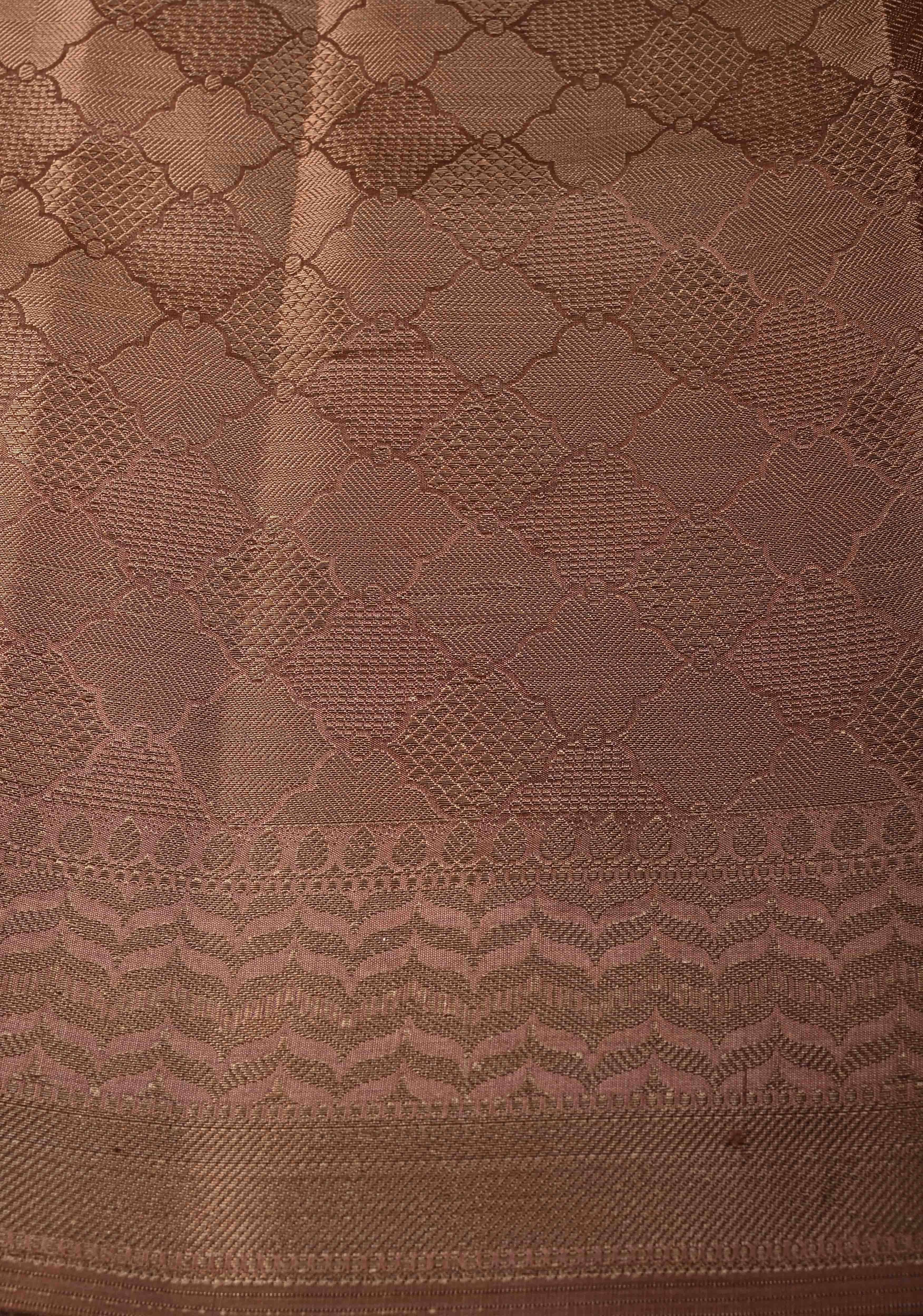Semi Tussar Silk Saree with Kalamkari Digital Print in Dark Brown | Shobitam