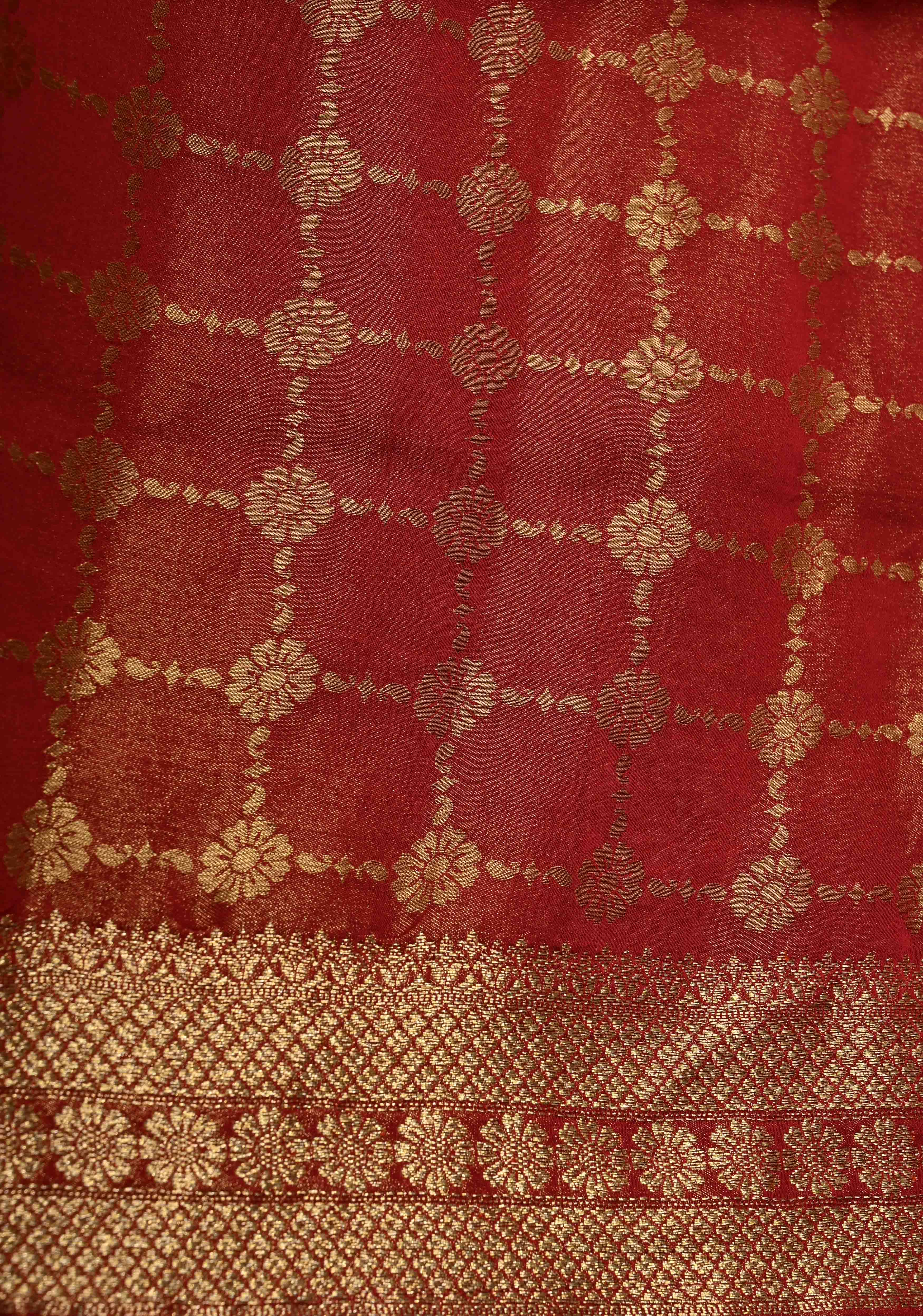 Sunflower Yellow Vegan Viscose Silk Saree with Floral Brocade and Contrast Zari Border | Shobitam