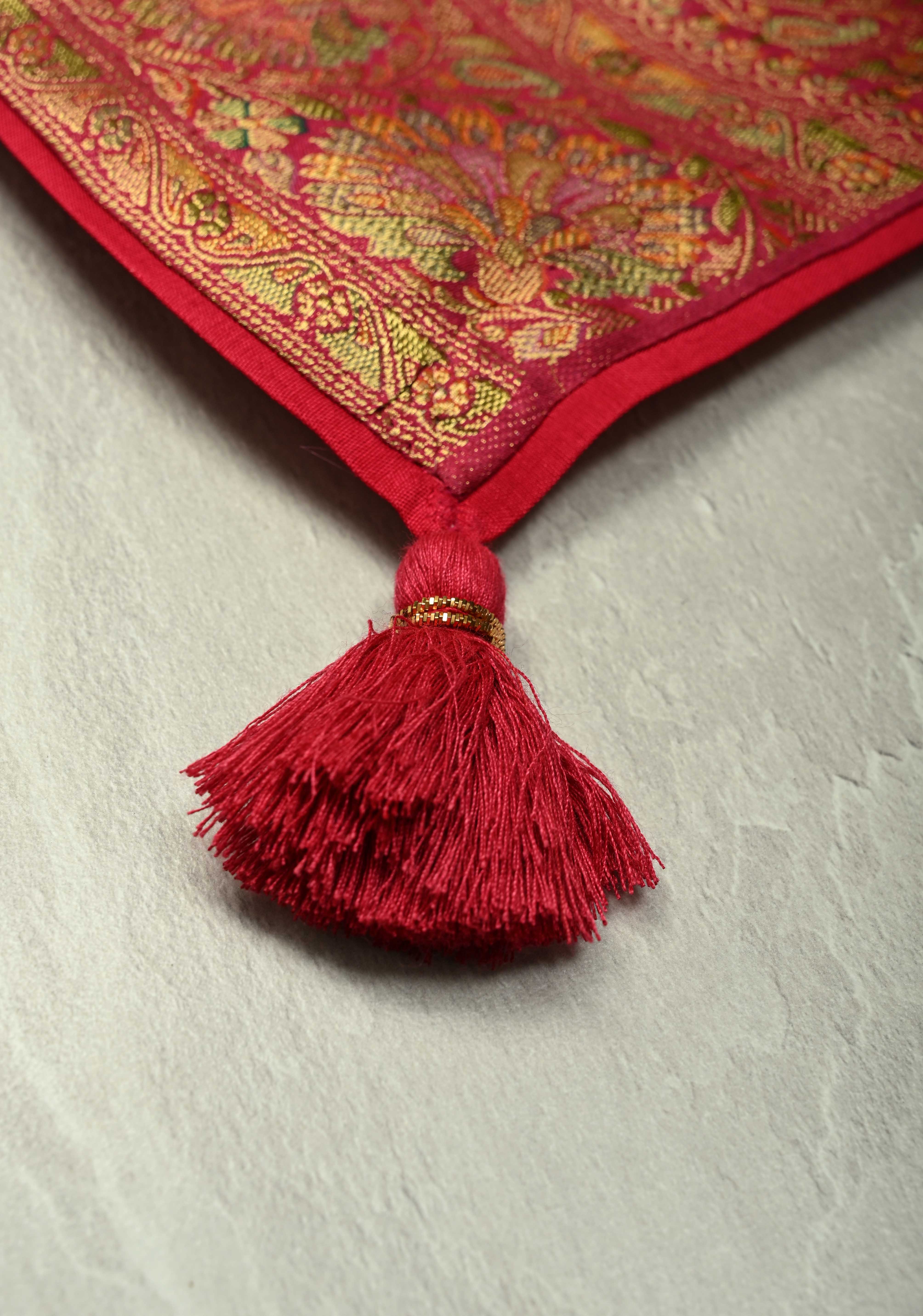 Vegan Silk Saree in Cream with Meenakari Floral Diagonal Stripes and Contrast Border | Shobitam