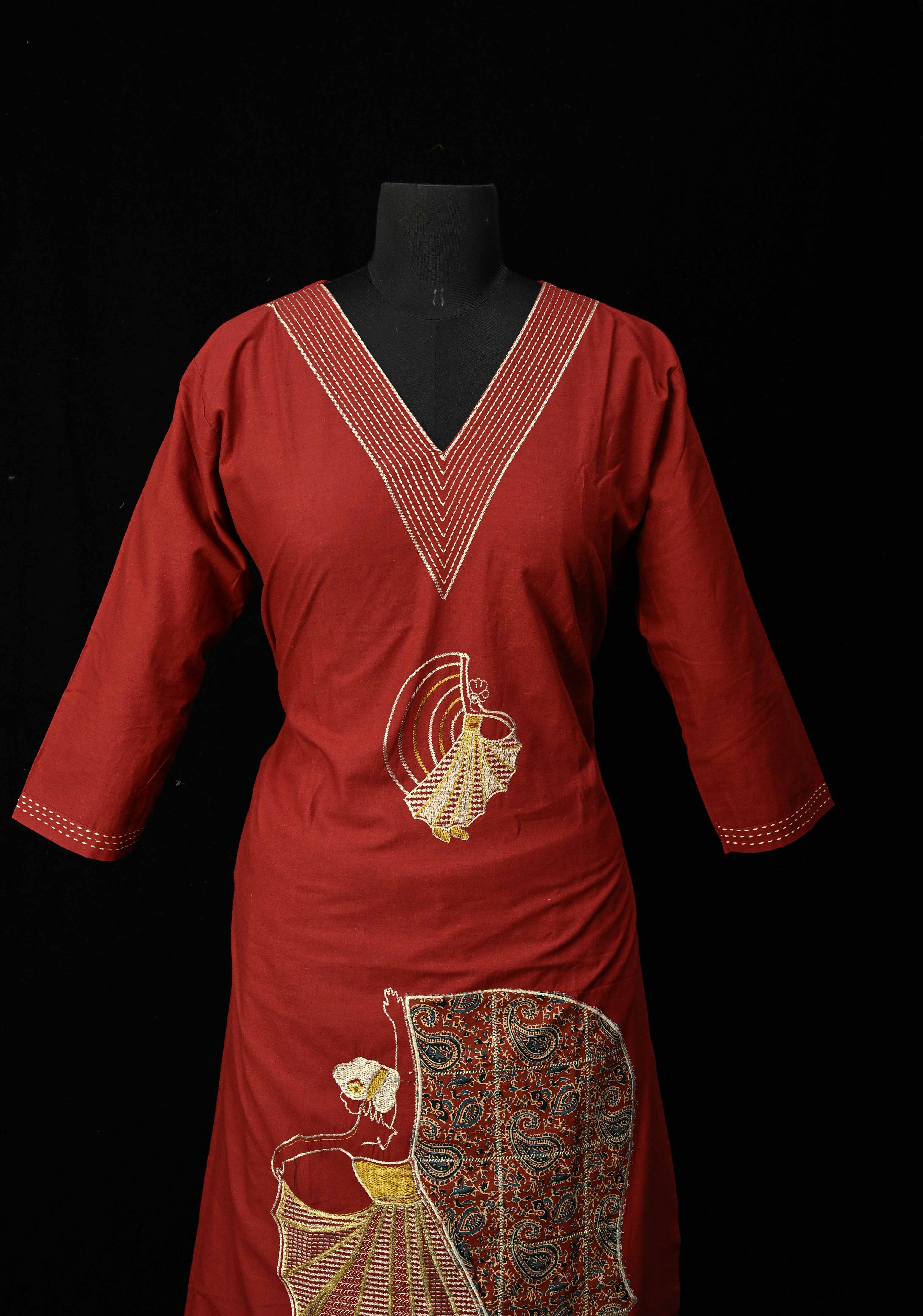 Maroon Cotton Dola Daman Ethnic Coord Set | Made to Order | SHOBITAM