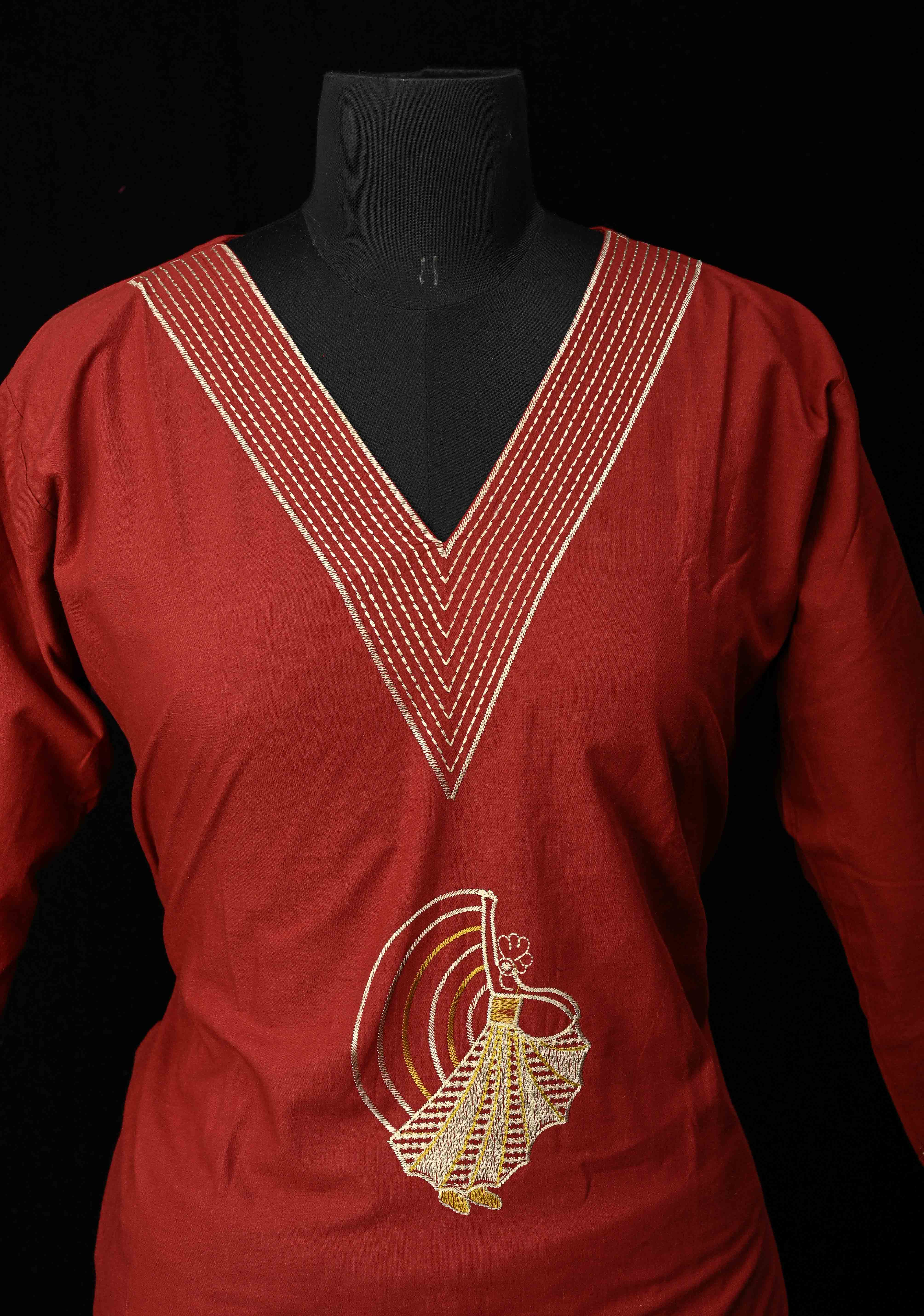 Maroon Cotton Dola Daman Ethnic Coord Set | Made to Order | SHOBITAM