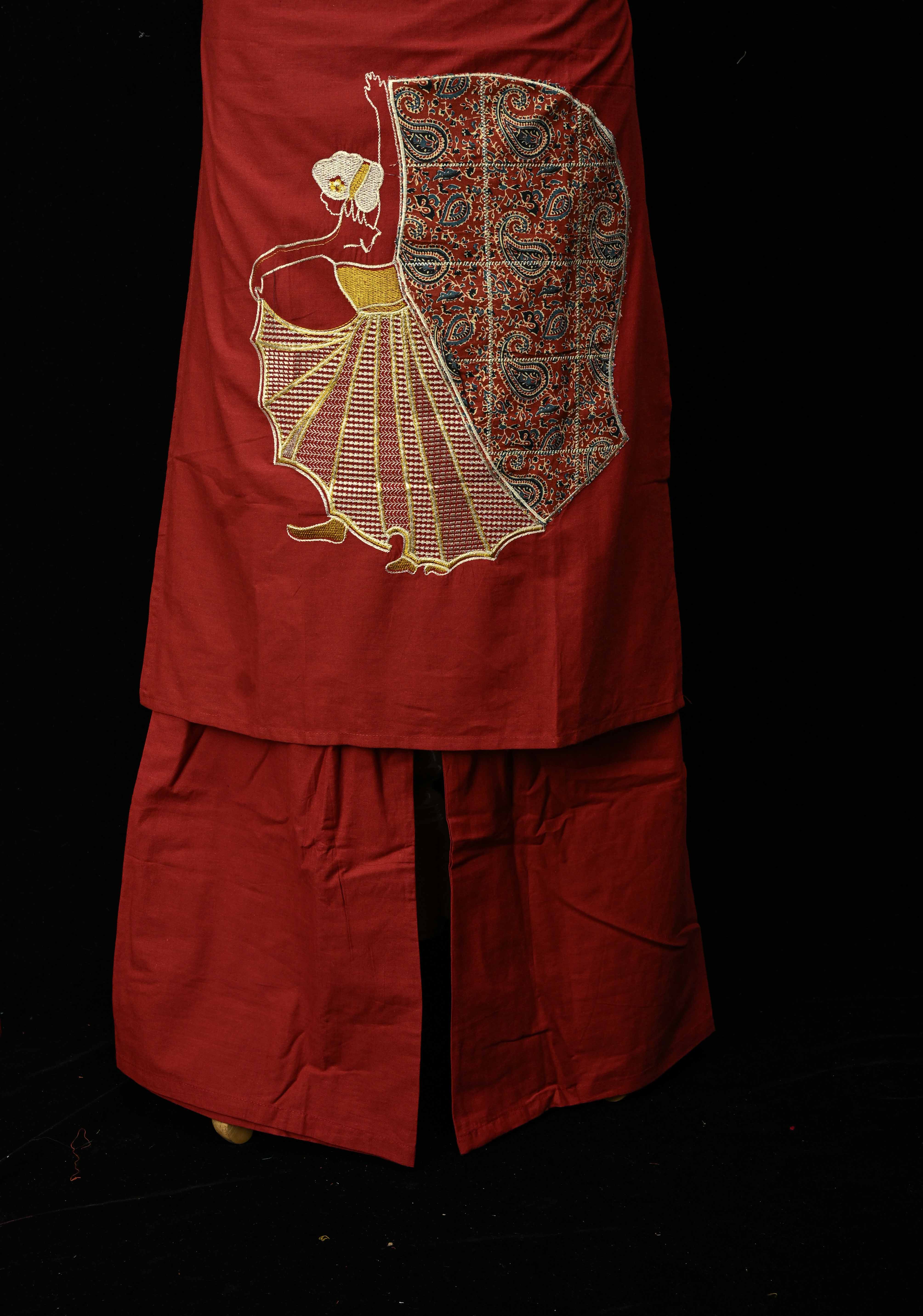 Maroon Cotton Dola Daman Ethnic Coord Set | Made to Order | SHOBITAM
