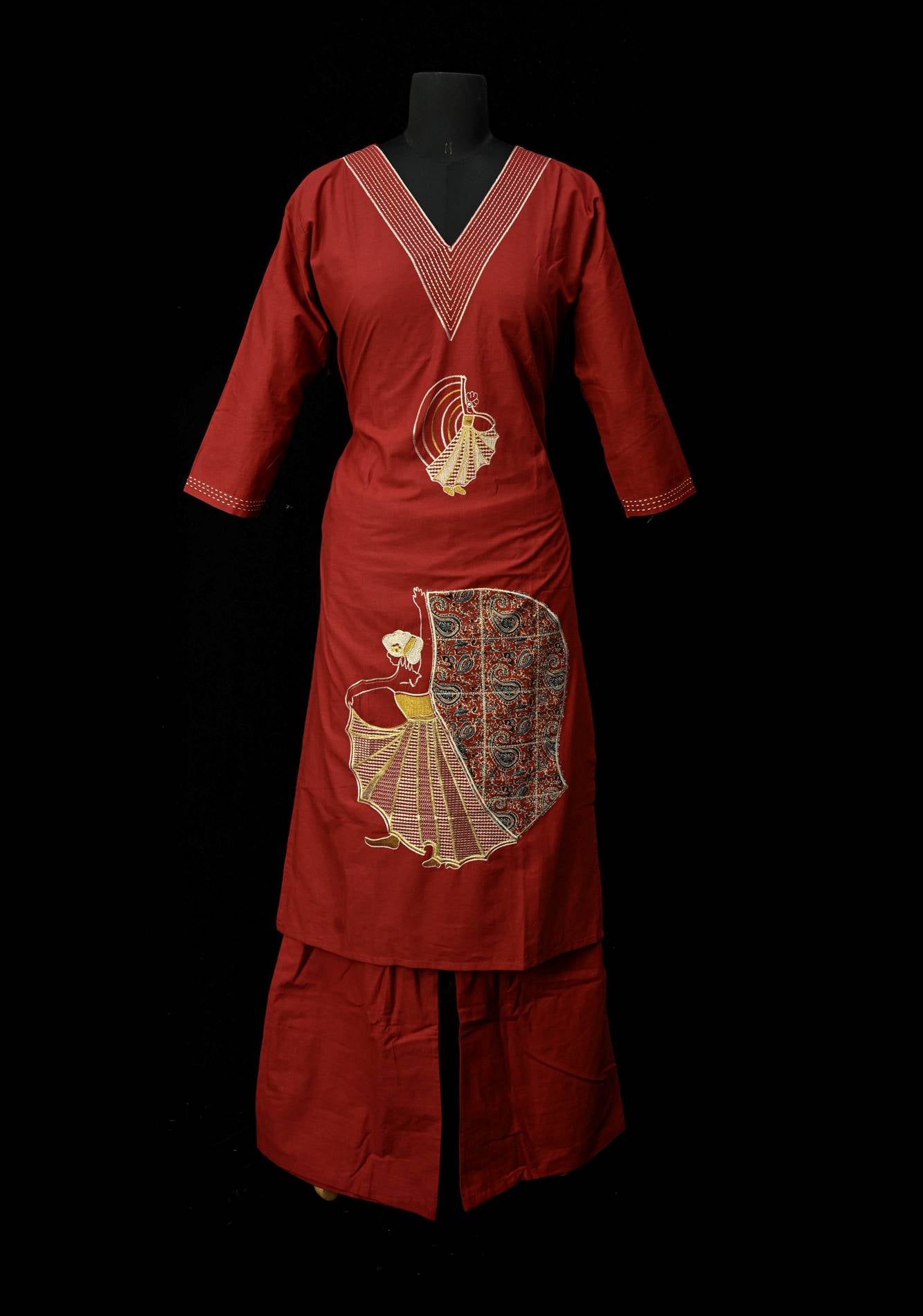 Maroon Cotton Dola Daman Ethnic Coord Set | Made to Order