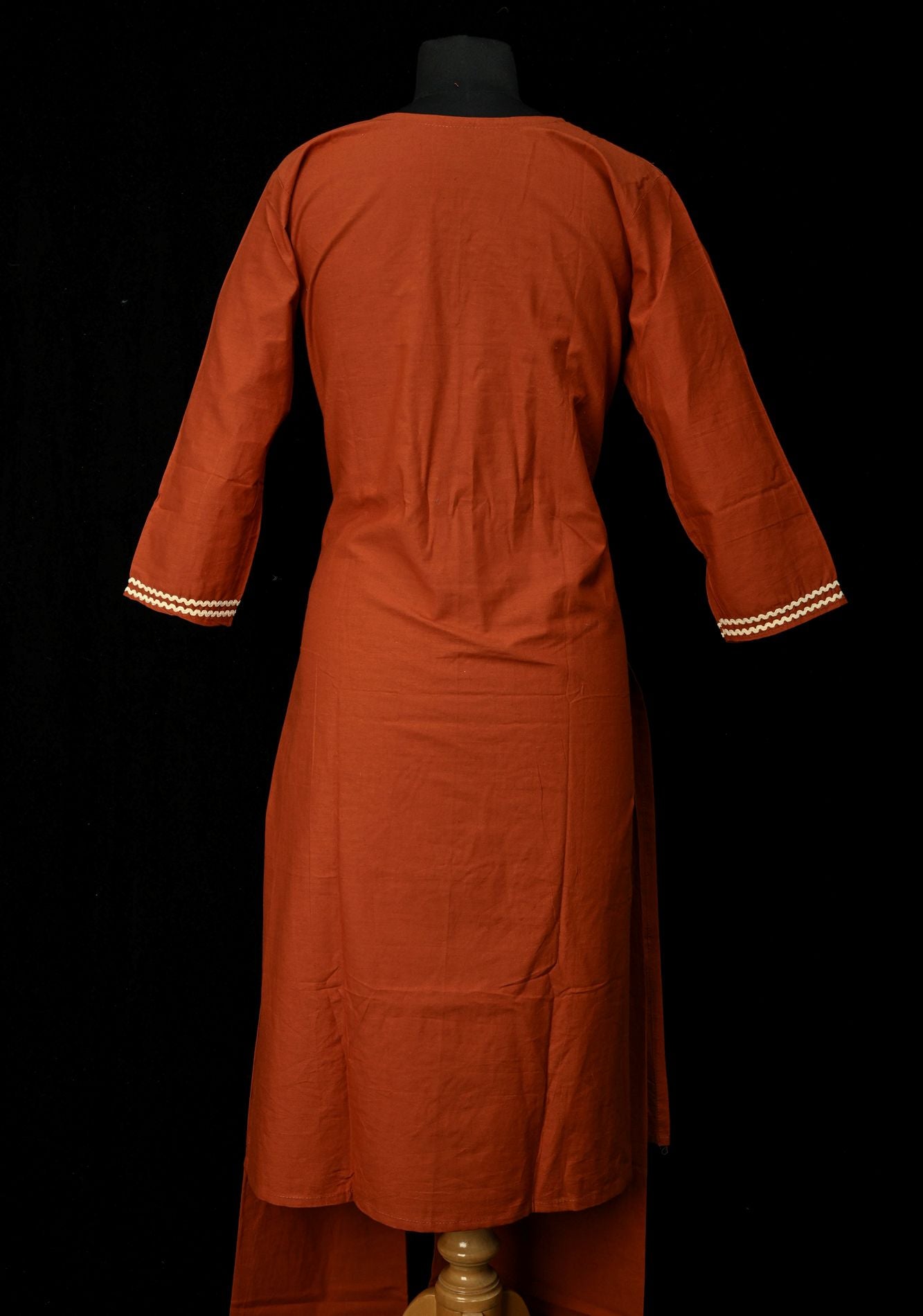 Rust Cotton Applique Daman Kurti 2 piece Set | Made to Order