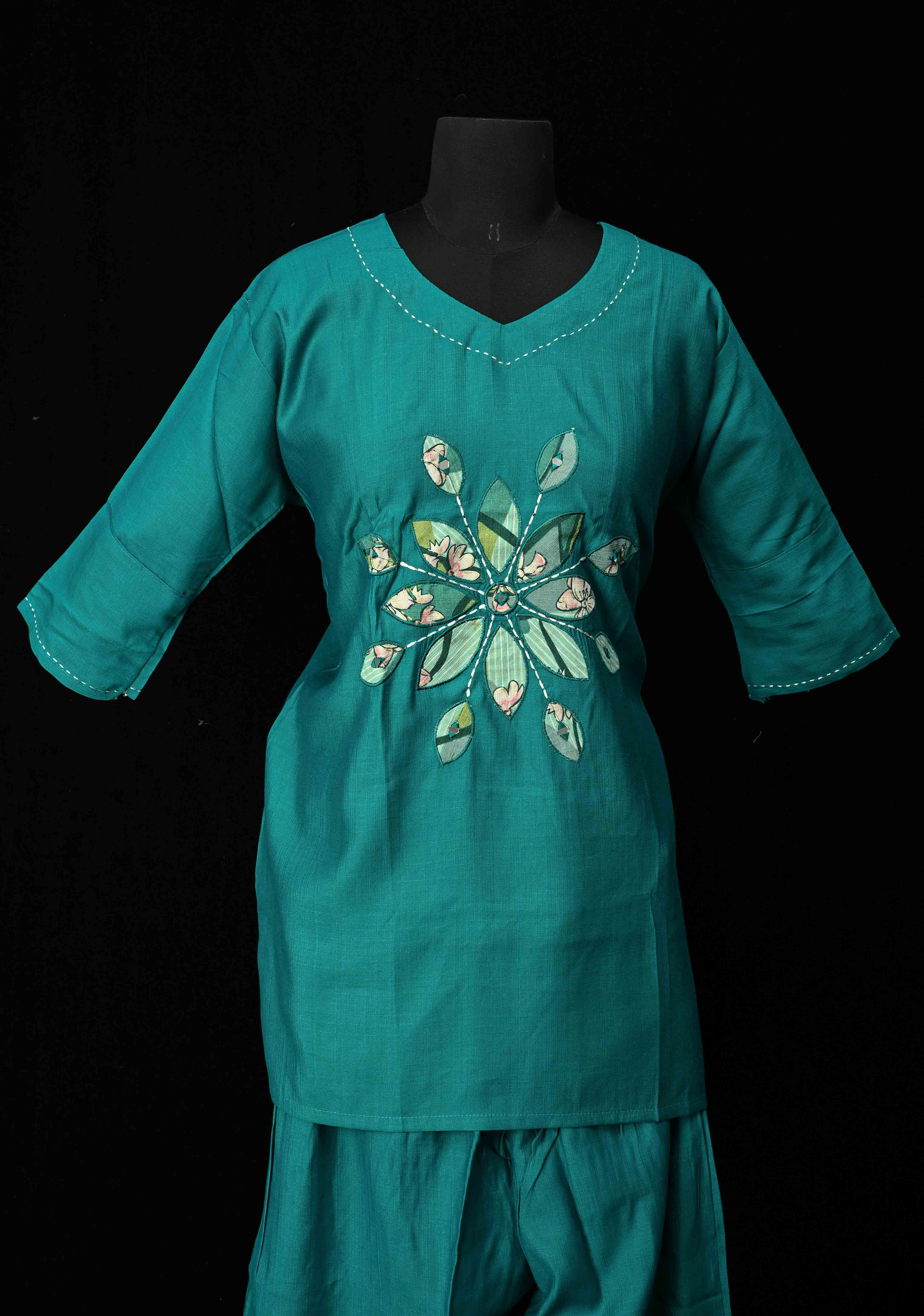 Teal Blue Vartican Cotton Coord Set | Made to Order | SHOBITAM