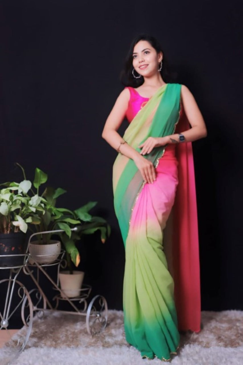 Ready to Wear One Minute Sarees Prestitched Sarees customised Plus Size