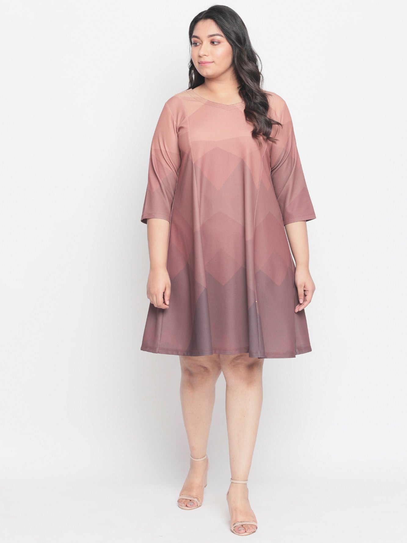 Dusty SandStone Plus Size Midi Dress Ombre for Women | Made to Order