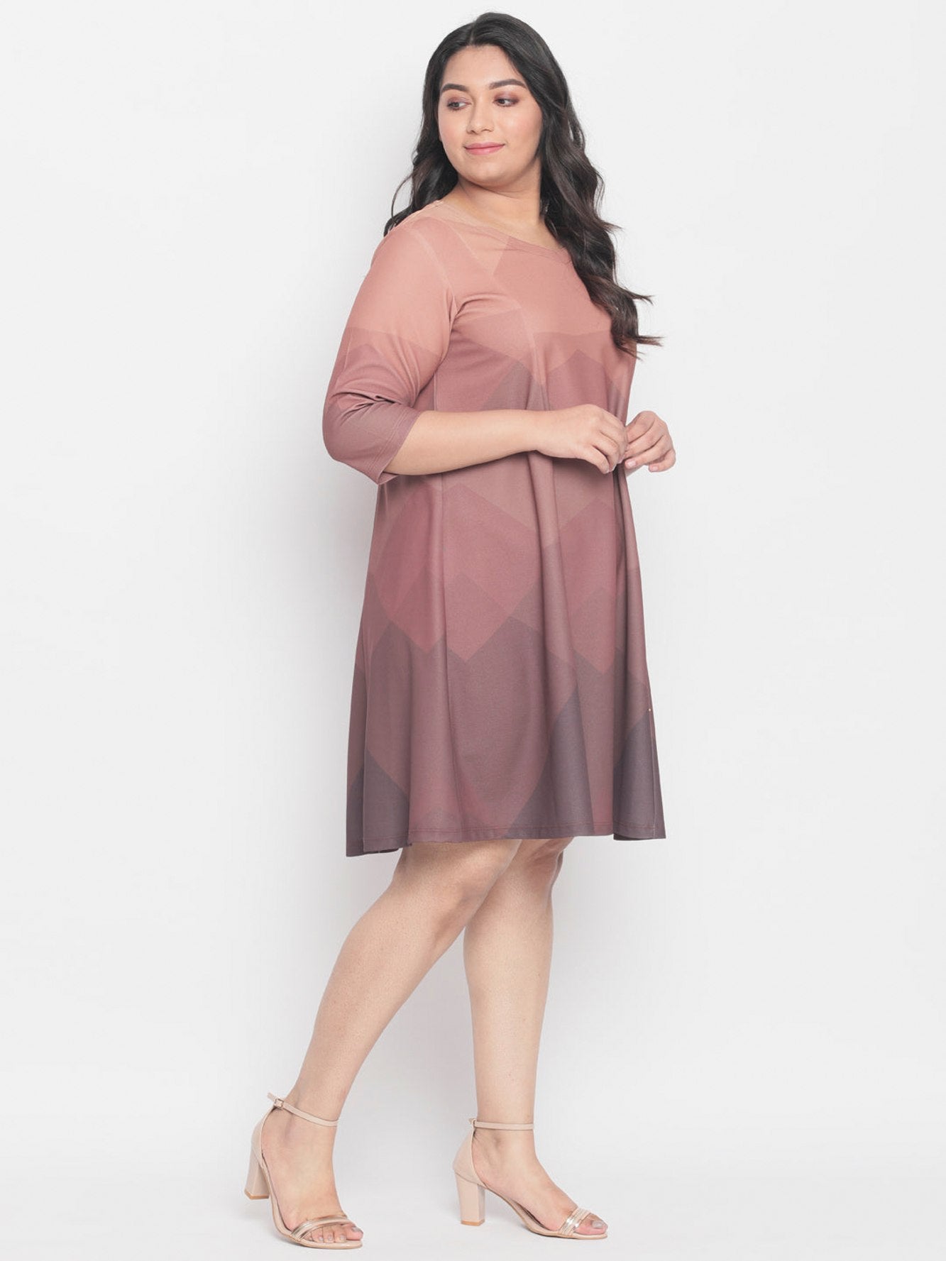 Dusty SandStone Plus Size Midi Dress Ombre for Women | Made to Order