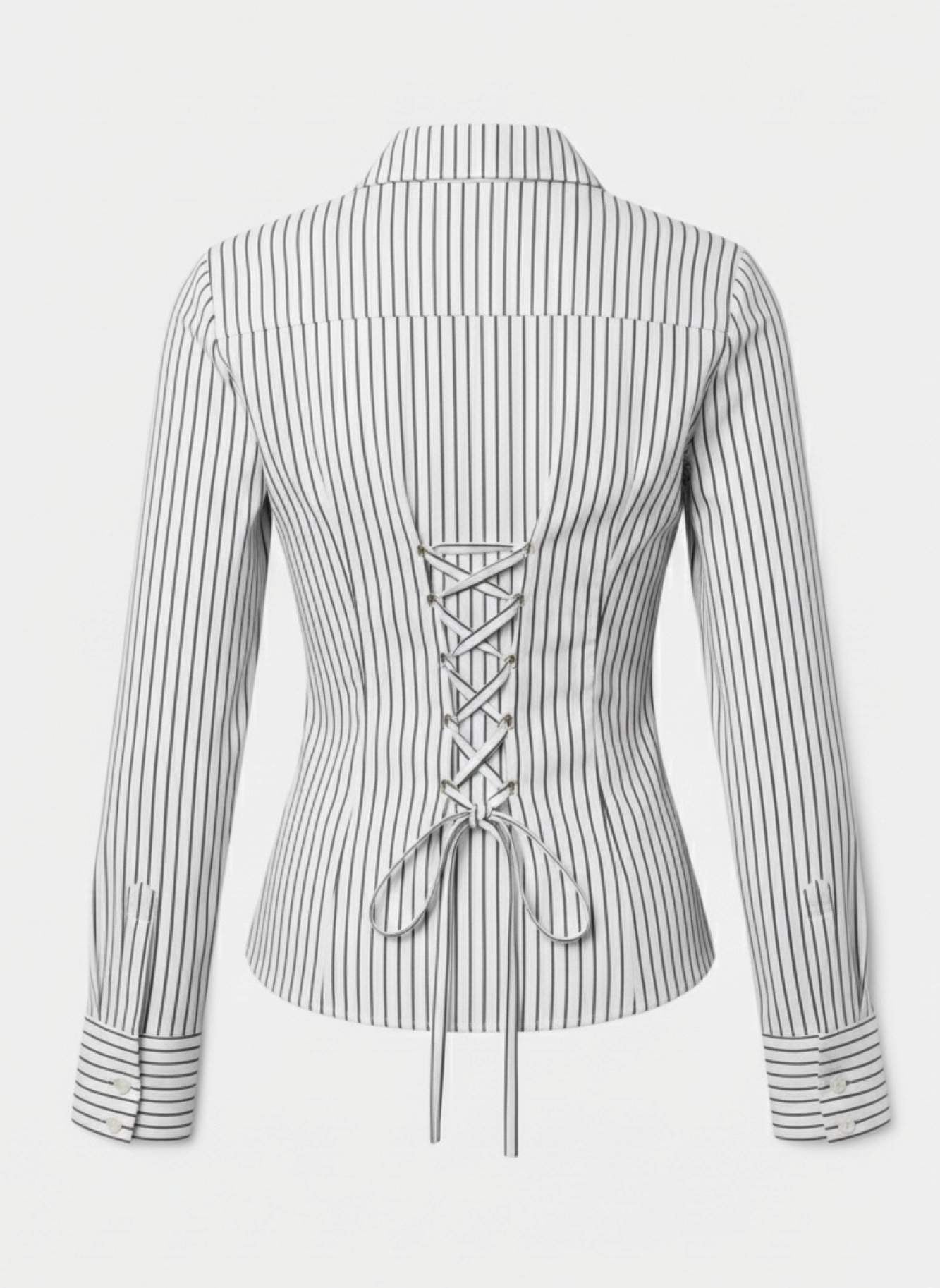 Corset Stripes Fitted Shirts Lace up corset back