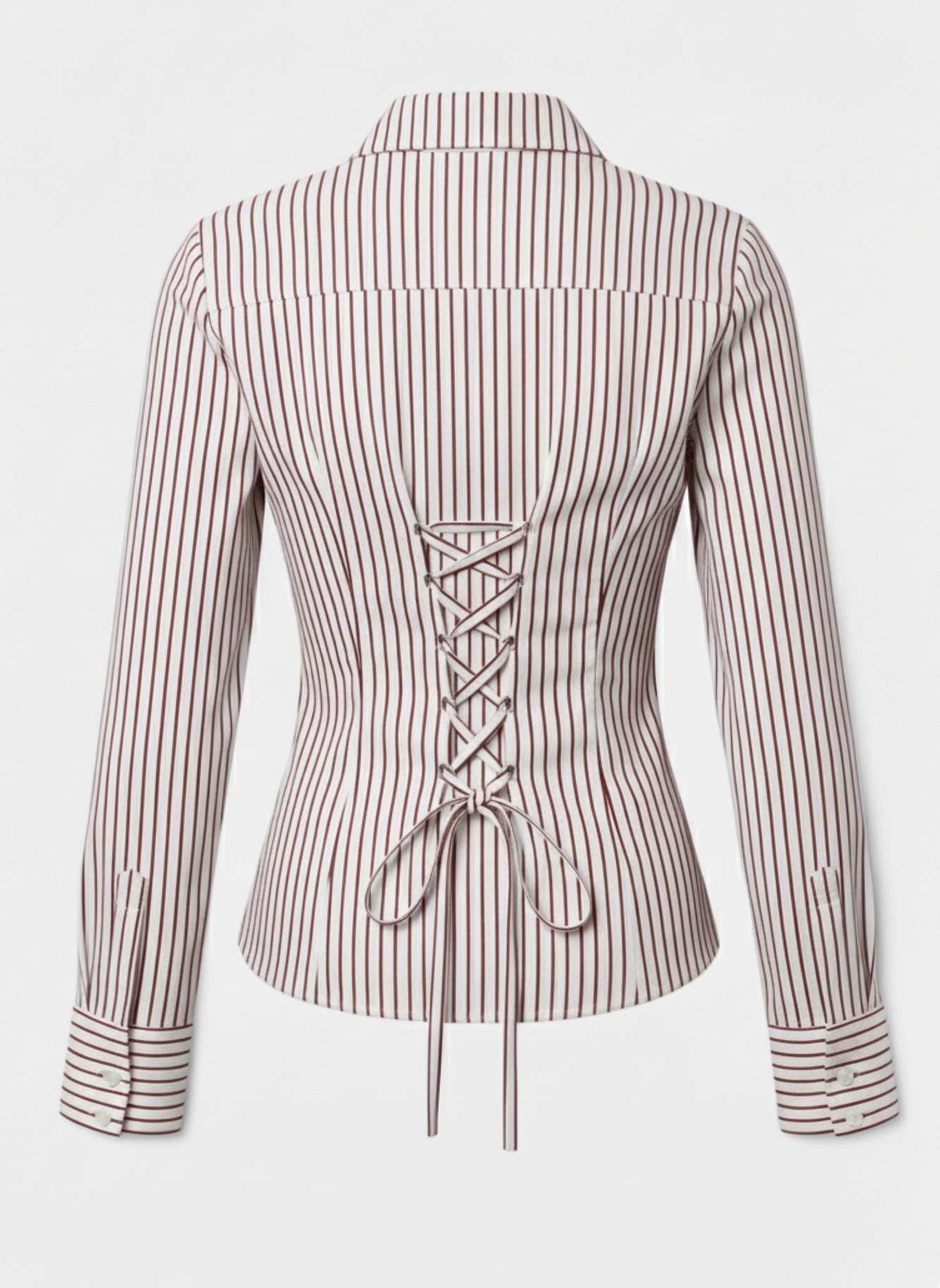 Corset Stripes Fitted Shirts Lace up corset back