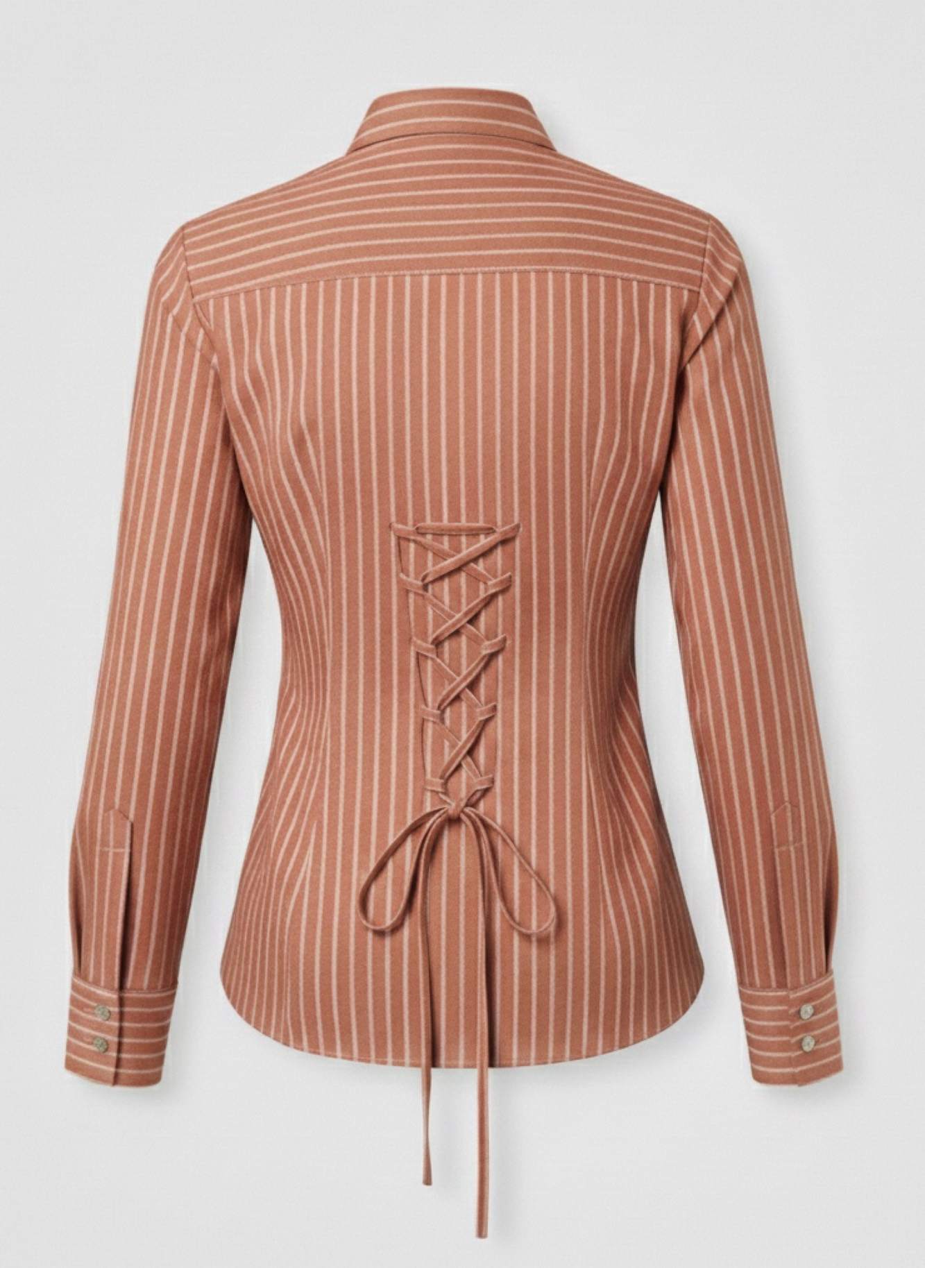 Corset Stripes Fitted Shirts Lace up corset back