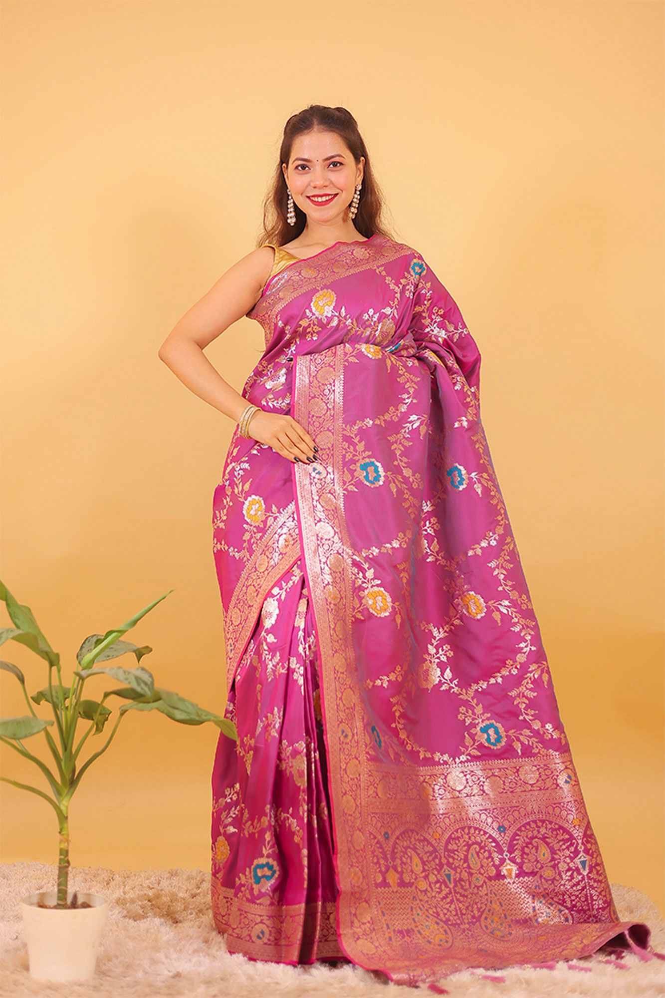 Banarasi with meenakari weave ready to wear saree