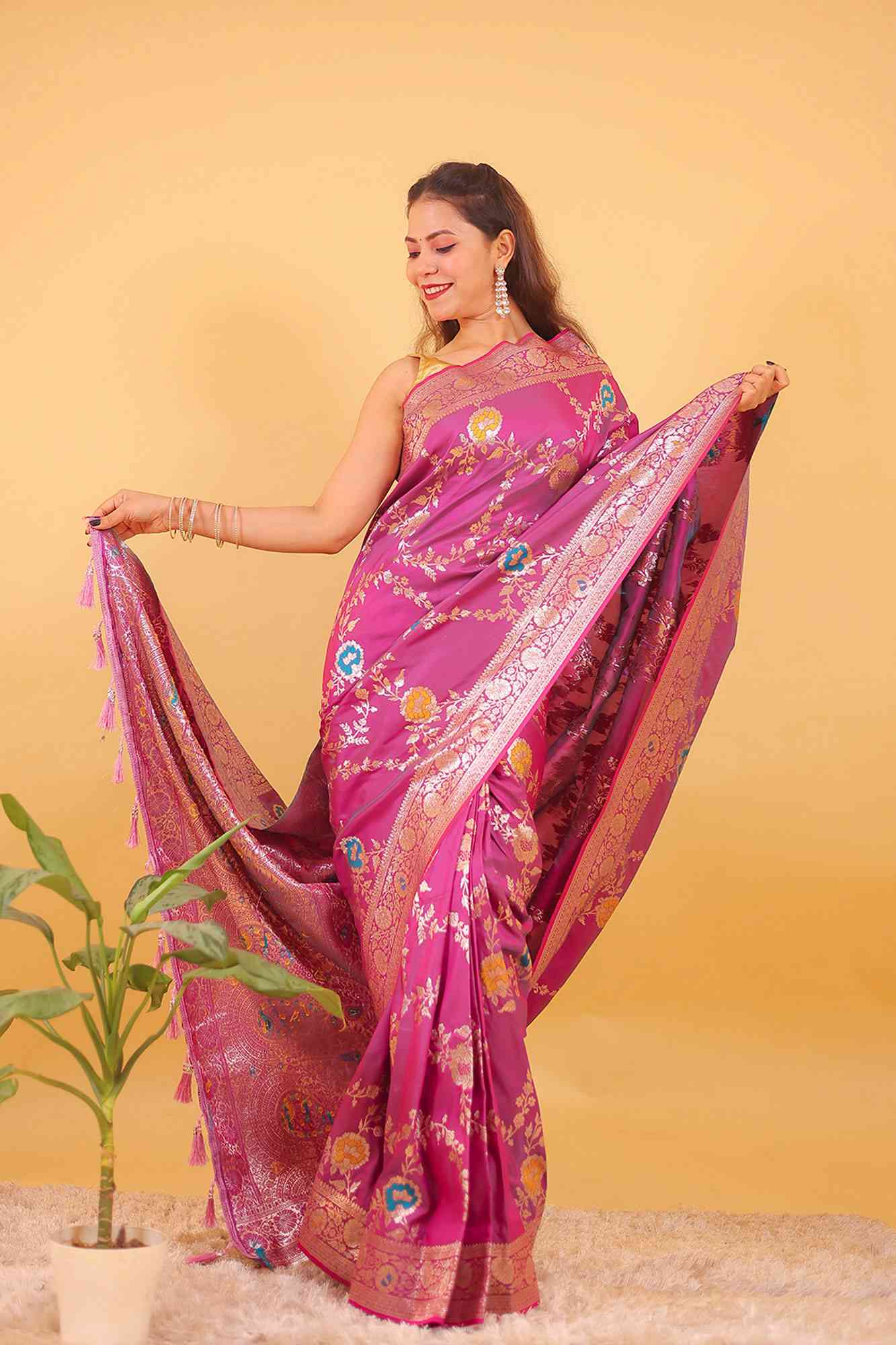 Banarasi with meenakari weave ready to wear saree