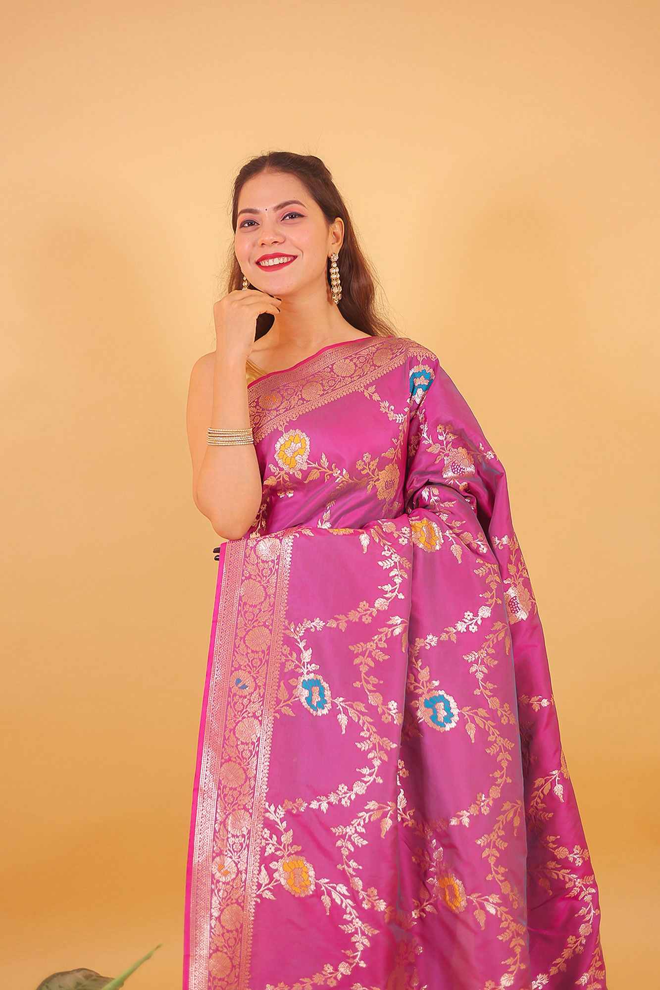 Banarasi with meenakari weave ready to wear saree