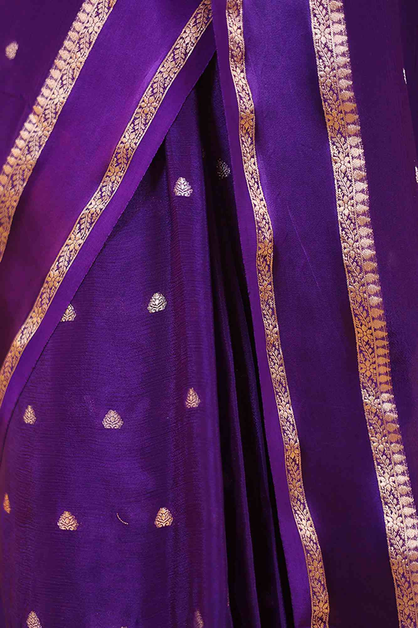 Purple Viscose Chinon Georgette Ready To Wear Saree