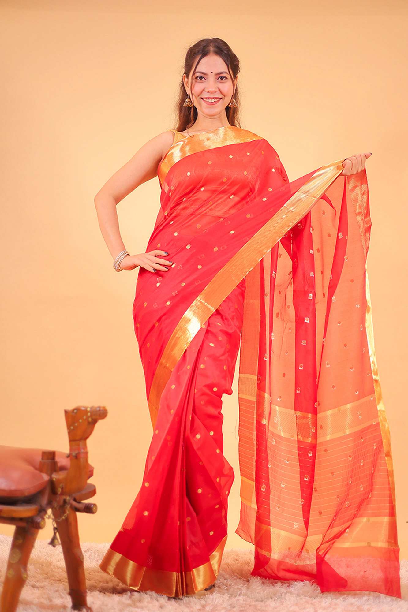 Banarasi ready to wear saree with ornate pallu