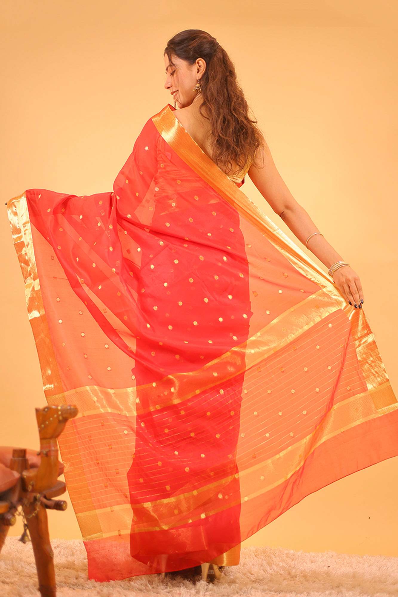 Banarasi ready to wear saree with ornate pallu