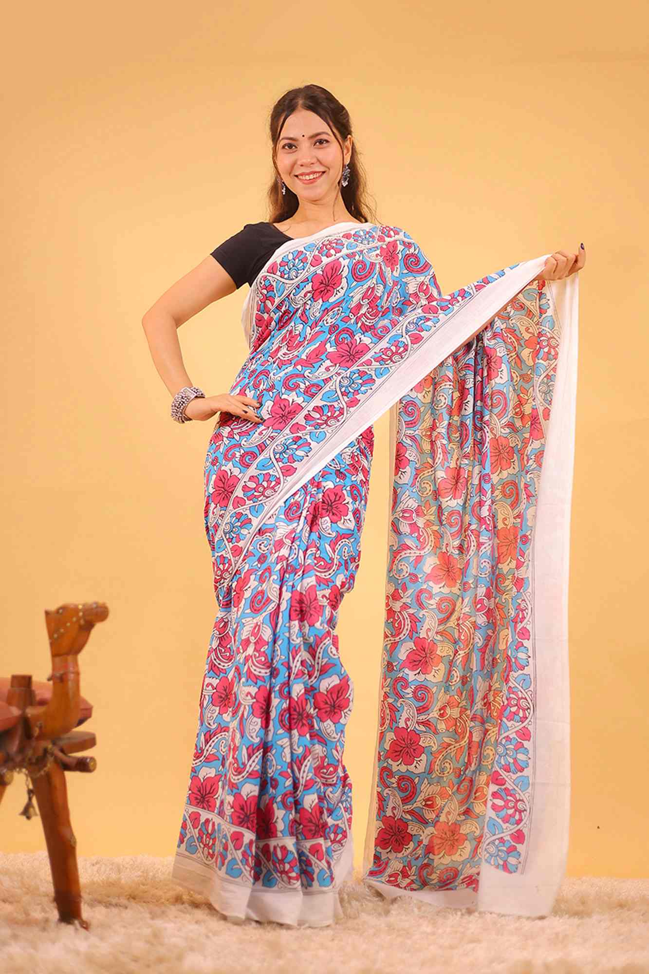 Mulmul Cotton Jaipuri Sanganeri Ready to wear Saree