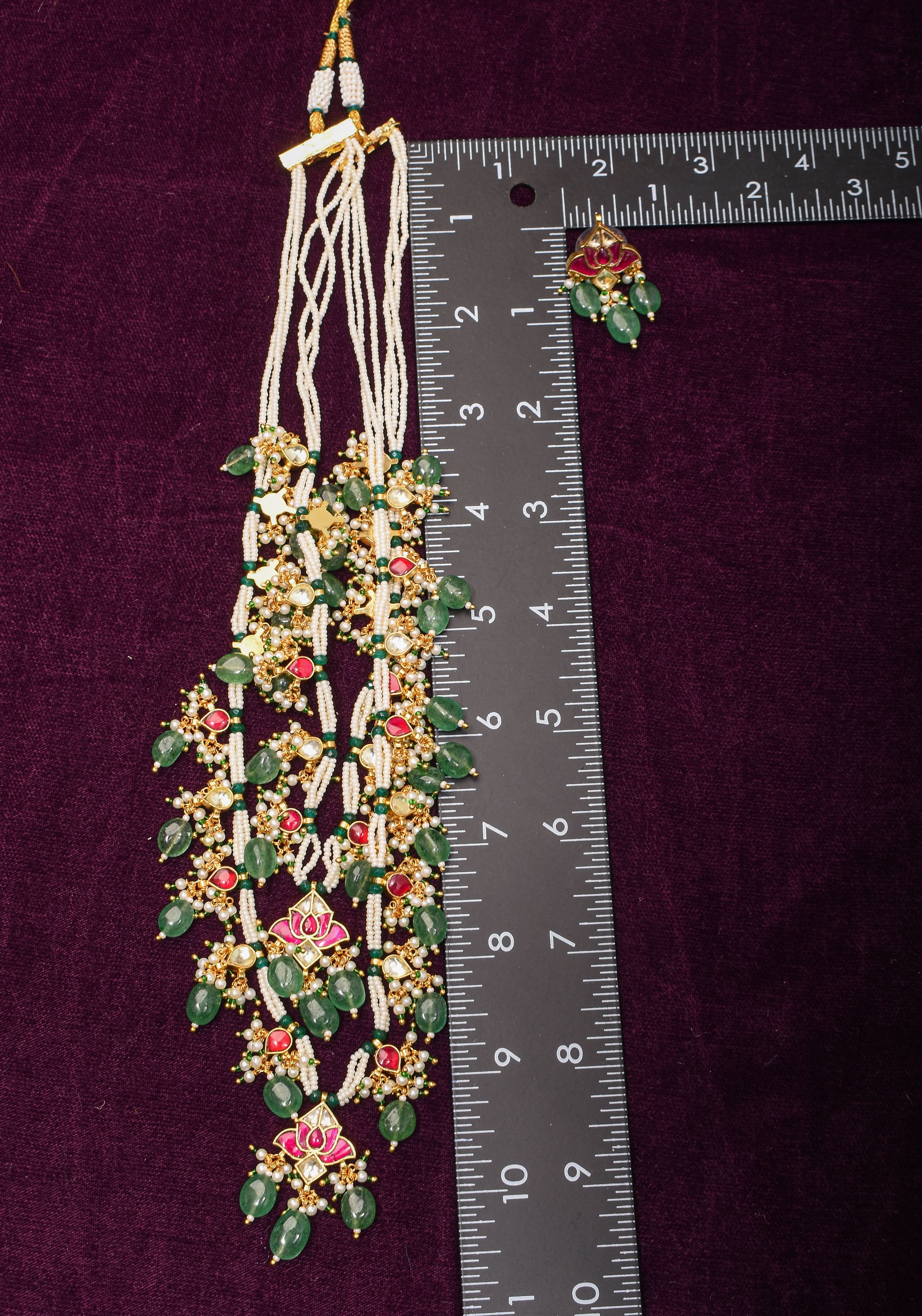 Short Length Maharani Haar with 2 strand Jadau dangling units | Shobitam