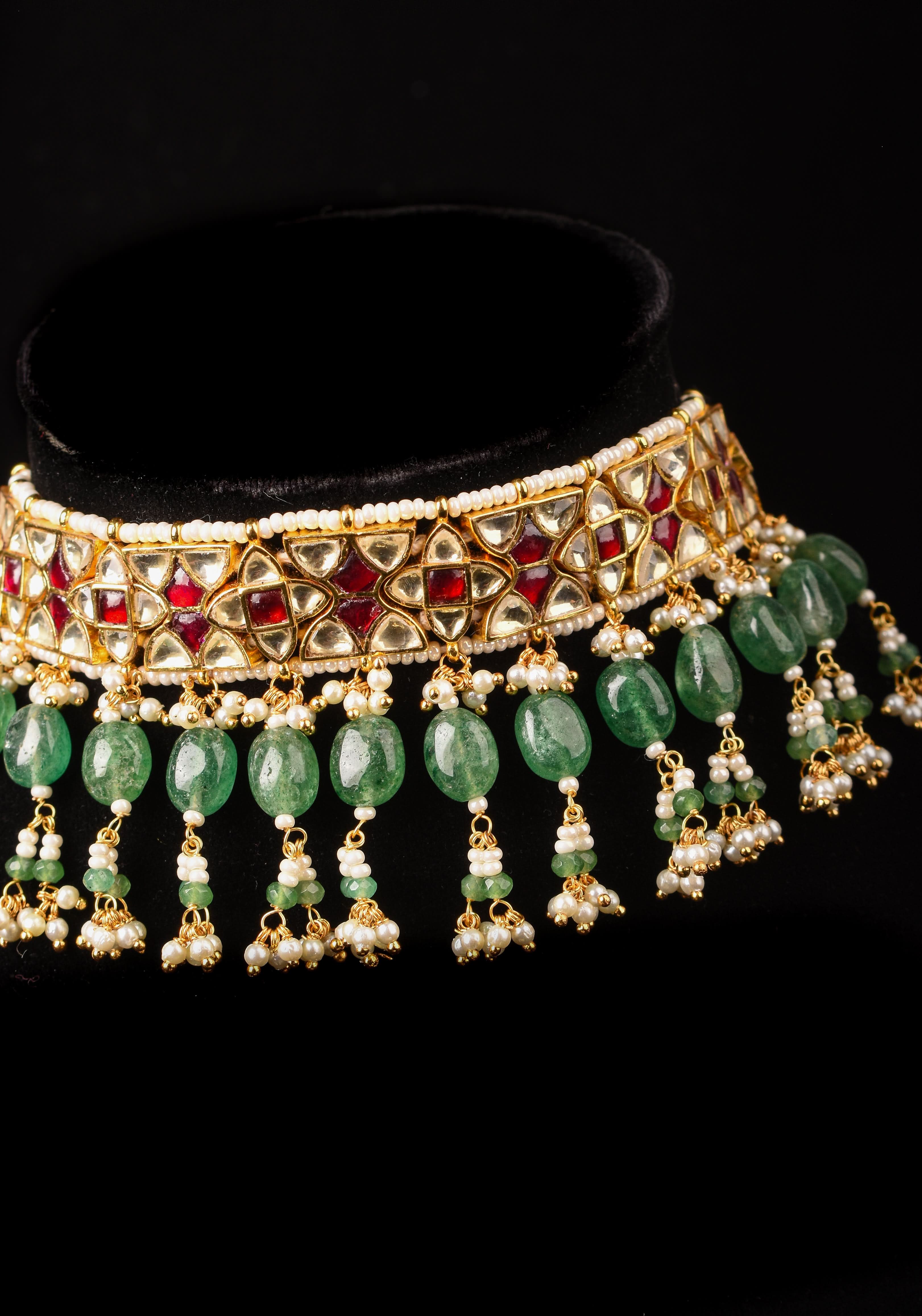 Exquisite 3 layer Jadau Necklace Set with Macthing earrings | SHOBITAM