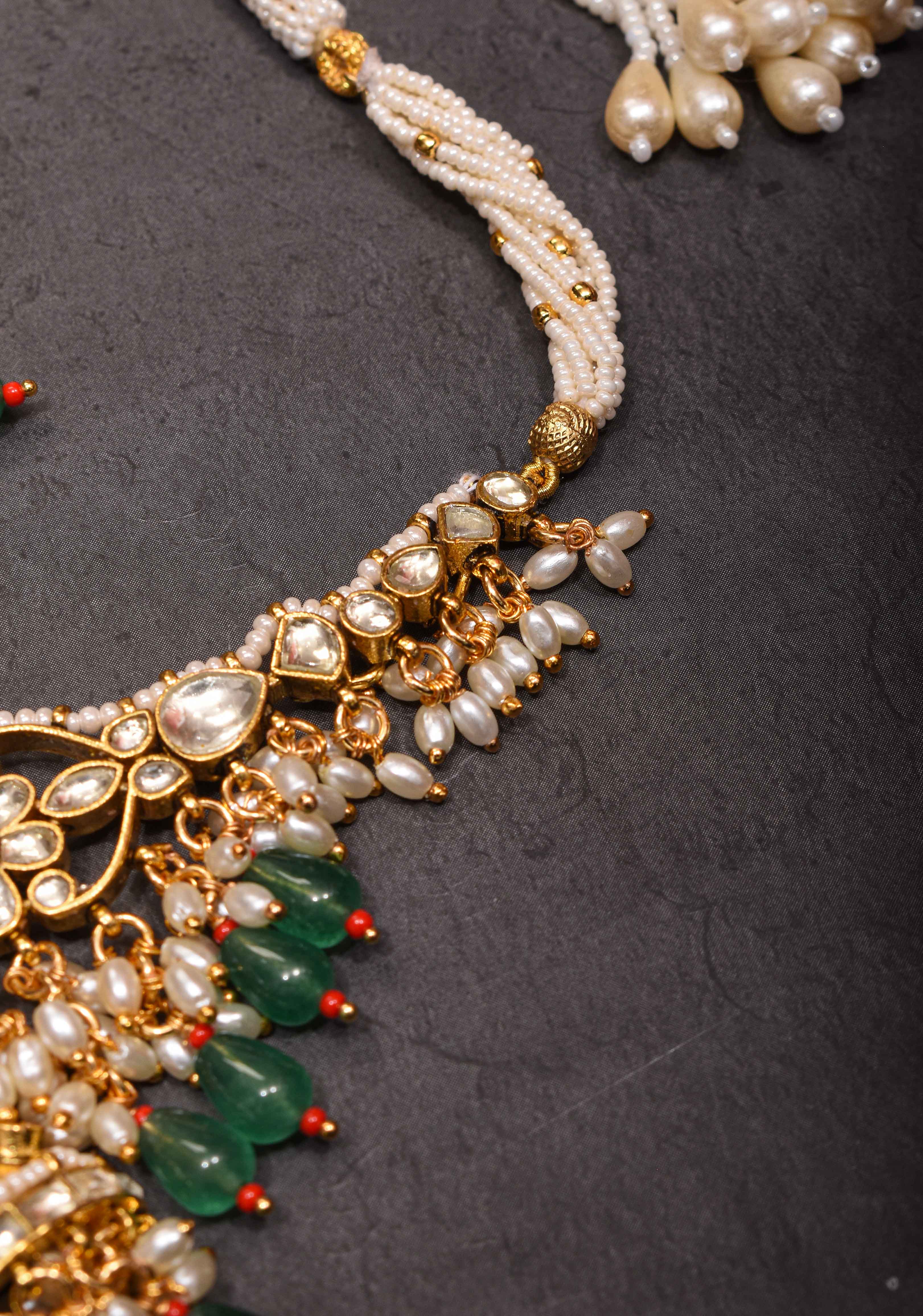 kundan necklace set with dangling pearl | Shobitam Jewelry