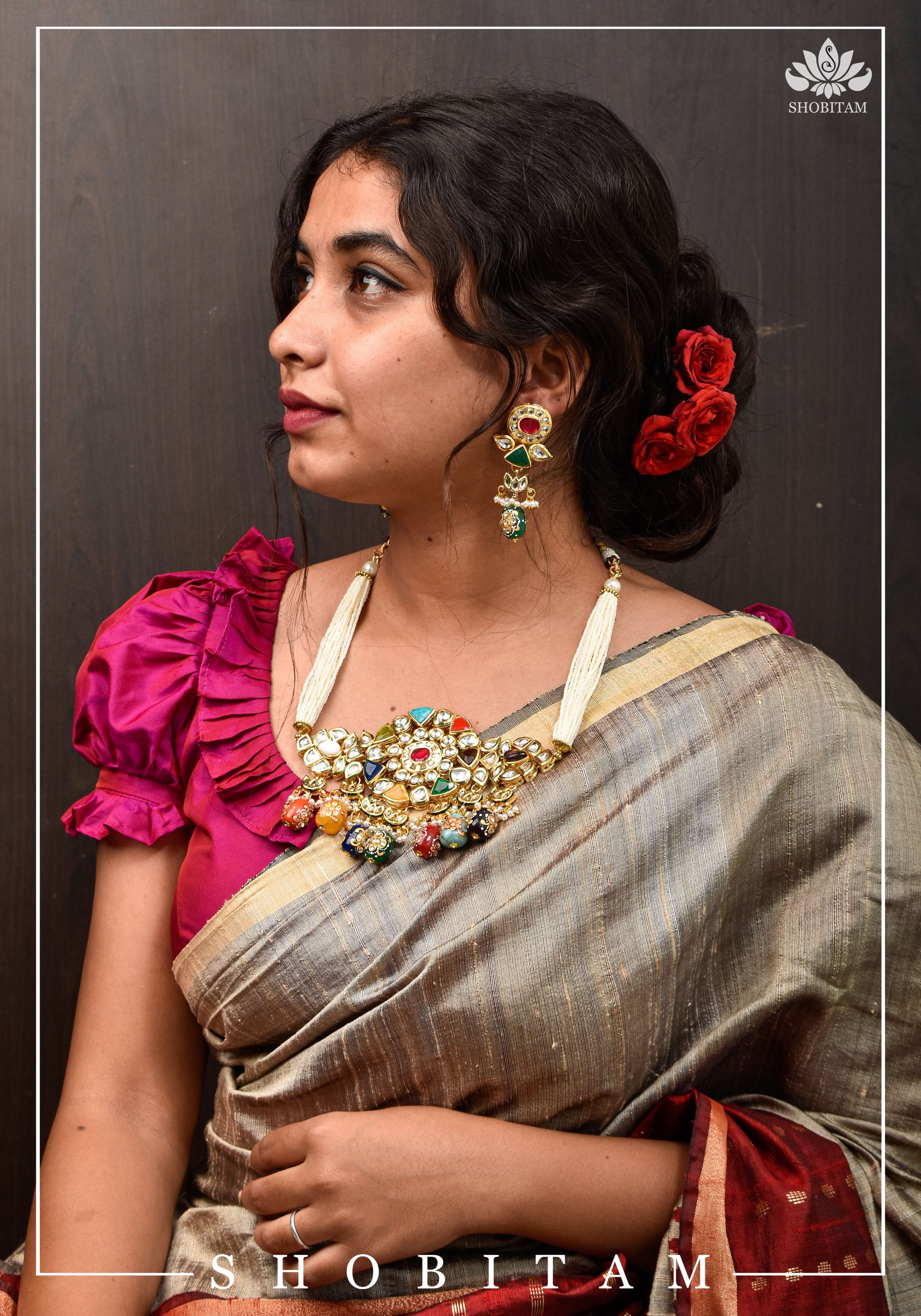 Statement Navaratna Design Jewelry Set | Shobitam Jewelry