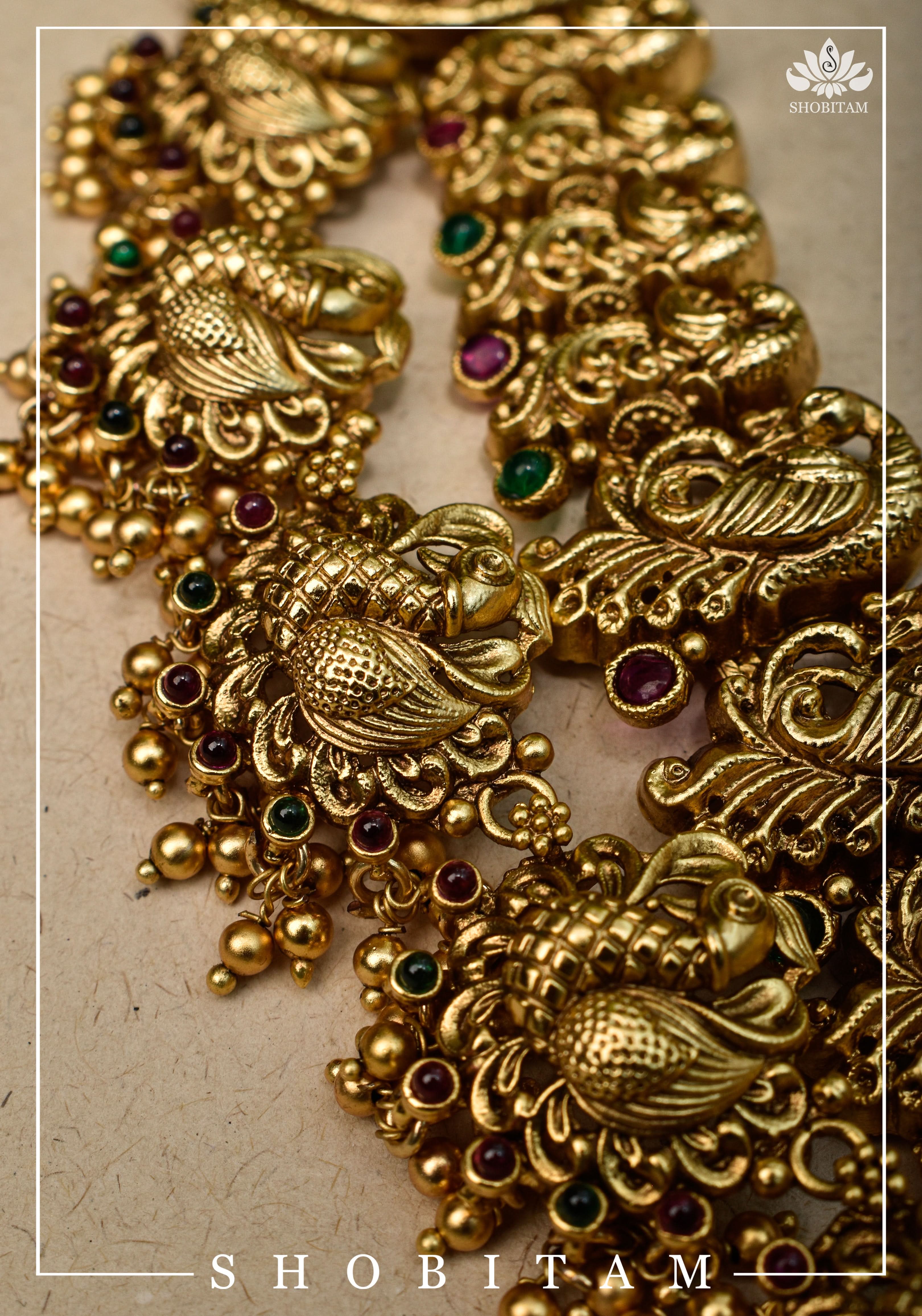 Double Layered Ethnic Necklace Lakshmi with Earrings | Indian Jewelry | Shobitam Jewelry
