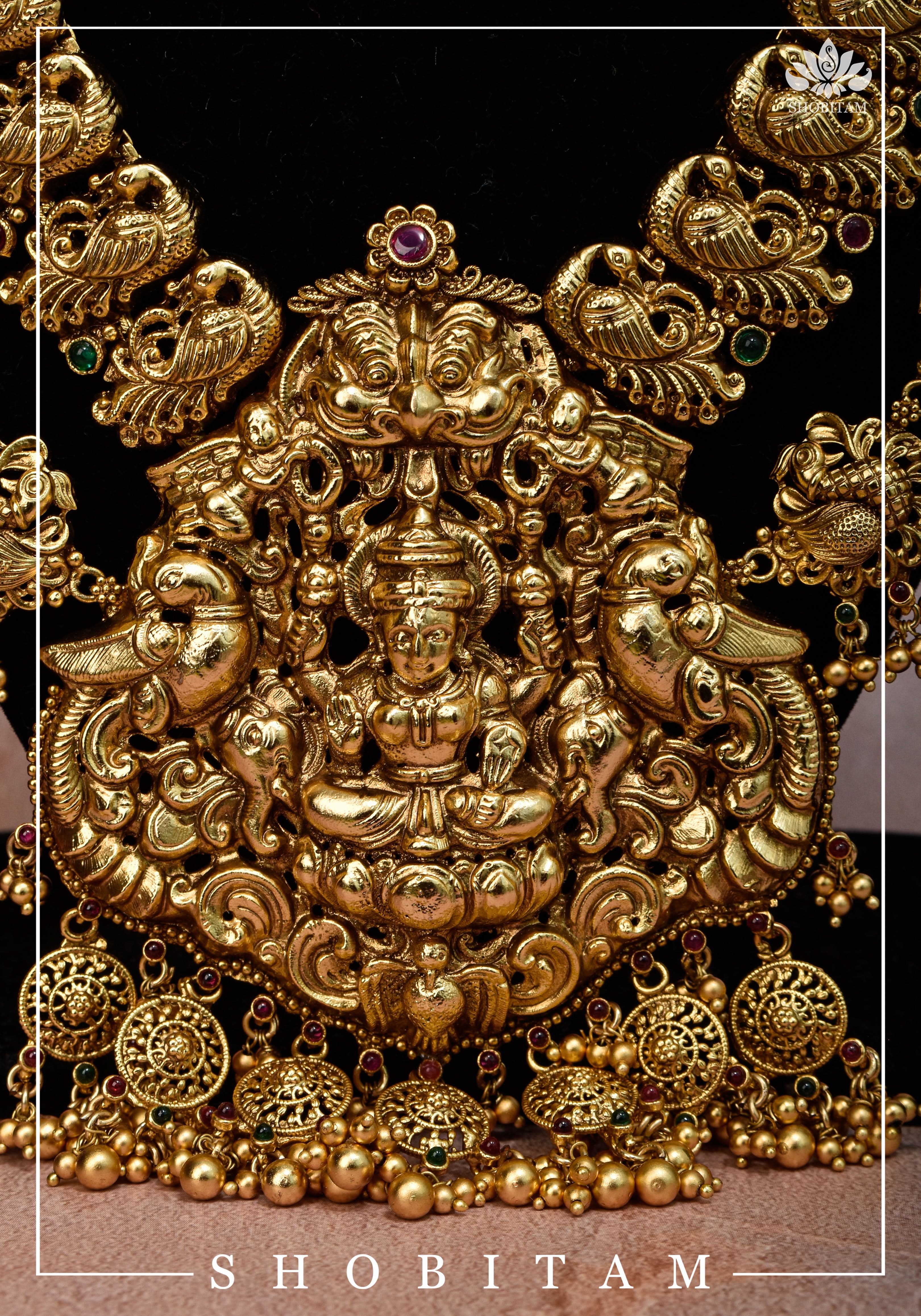 Double Layered Ethnic Necklace Lakshmi with Earrings | Indian Jewelry | Shobitam Jewelry