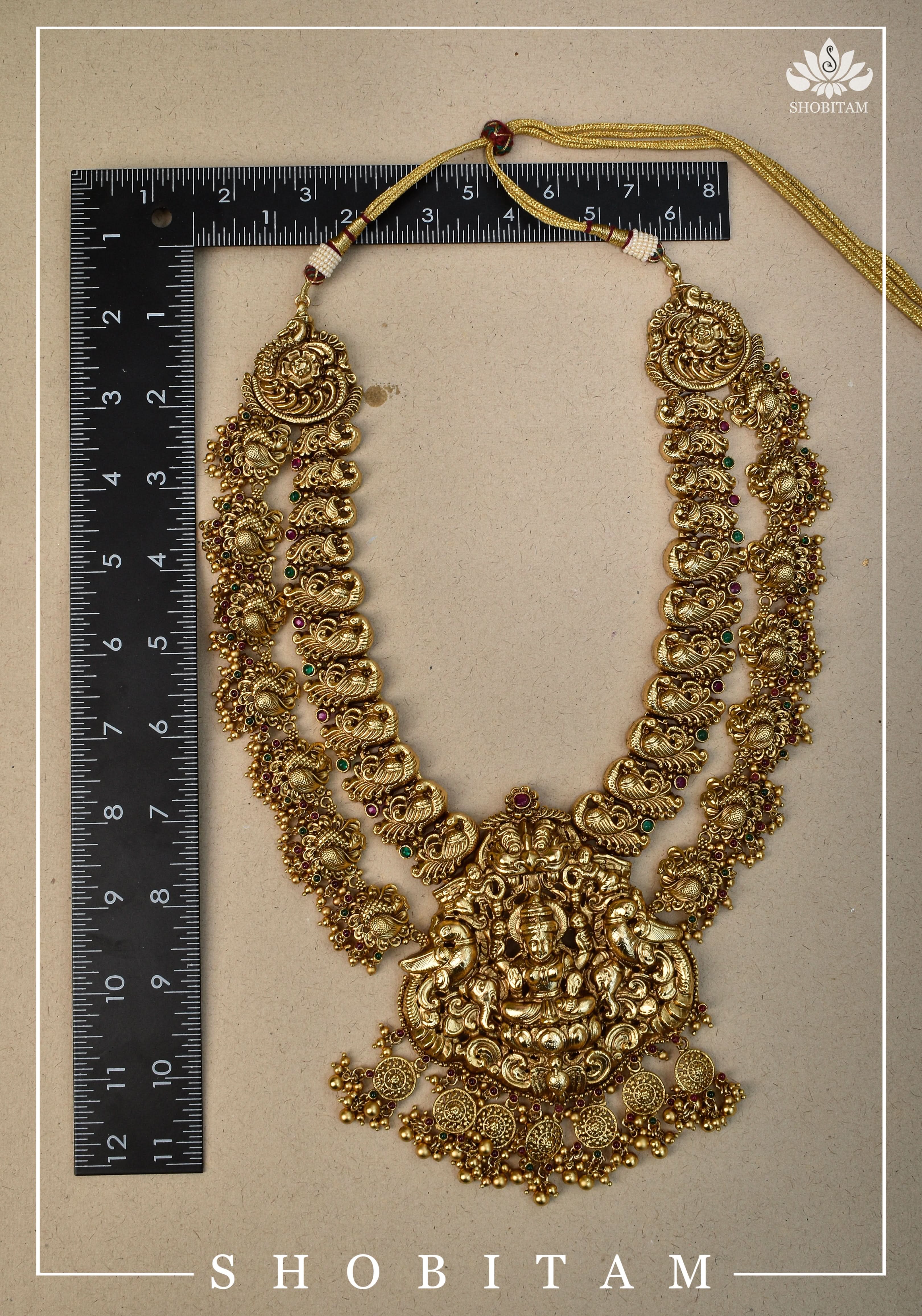 Double Layered Ethnic Necklace Lakshmi with Earrings | Indian Jewelry | Shobitam Jewelry