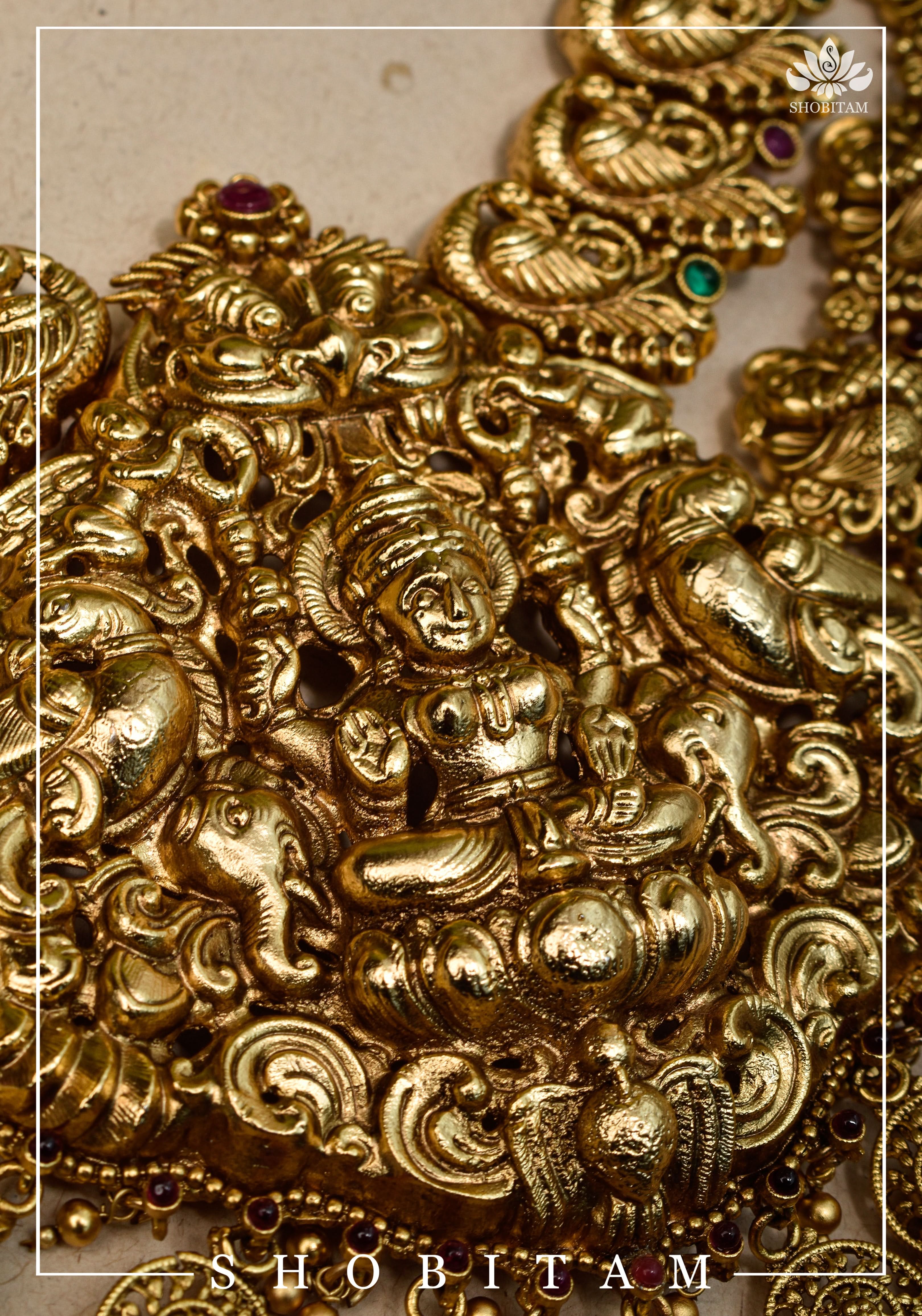 Double Layered Ethnic Necklace Lakshmi with Earrings | Indian Jewelry | Shobitam Jewelry