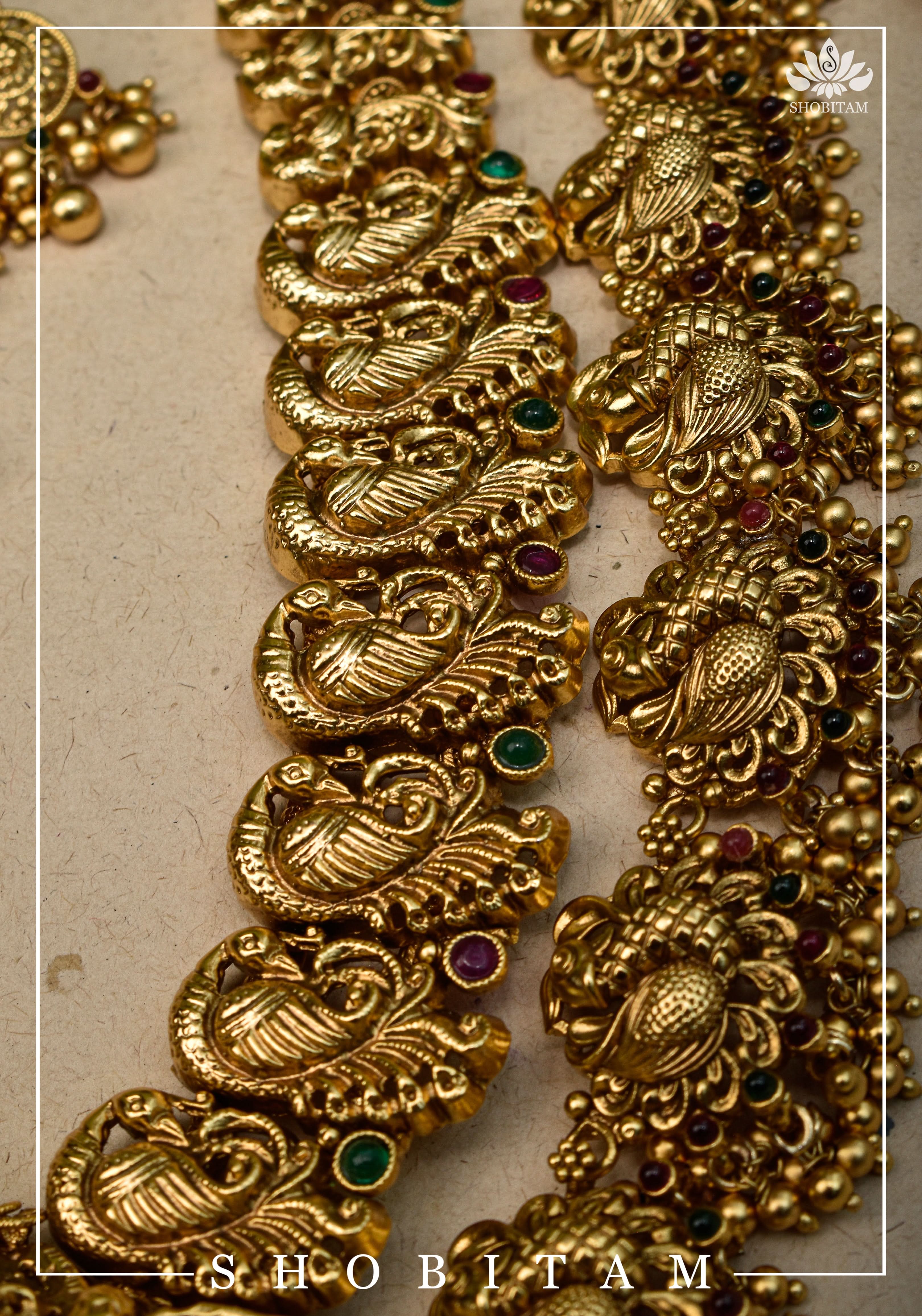 Double Layered Ethnic Necklace Lakshmi with Earrings | Indian Jewelry | Shobitam Jewelry