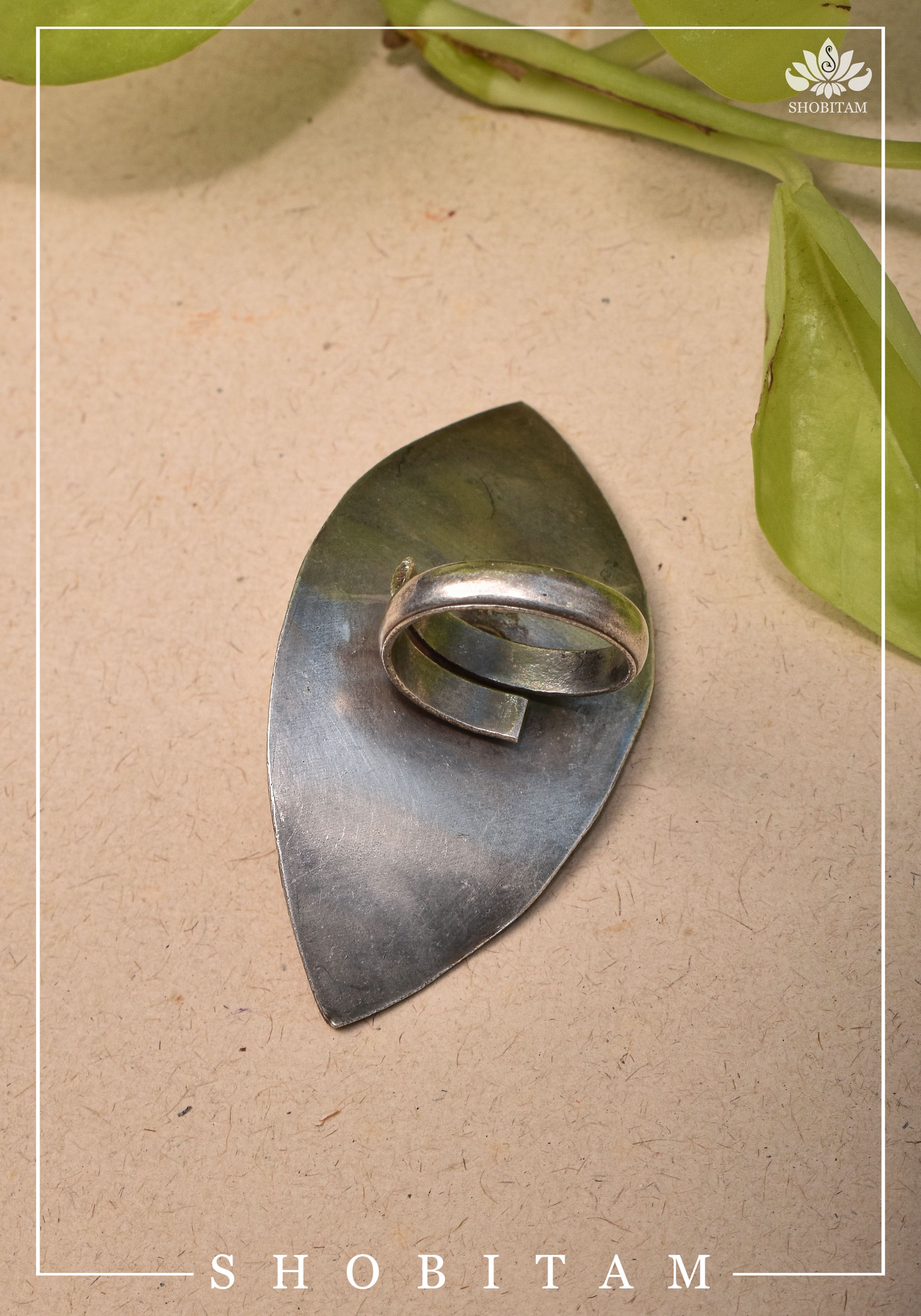 Canopy of Hope - Tree Motif Adjustable Oxidized Metal Finger Ring | Shobitam