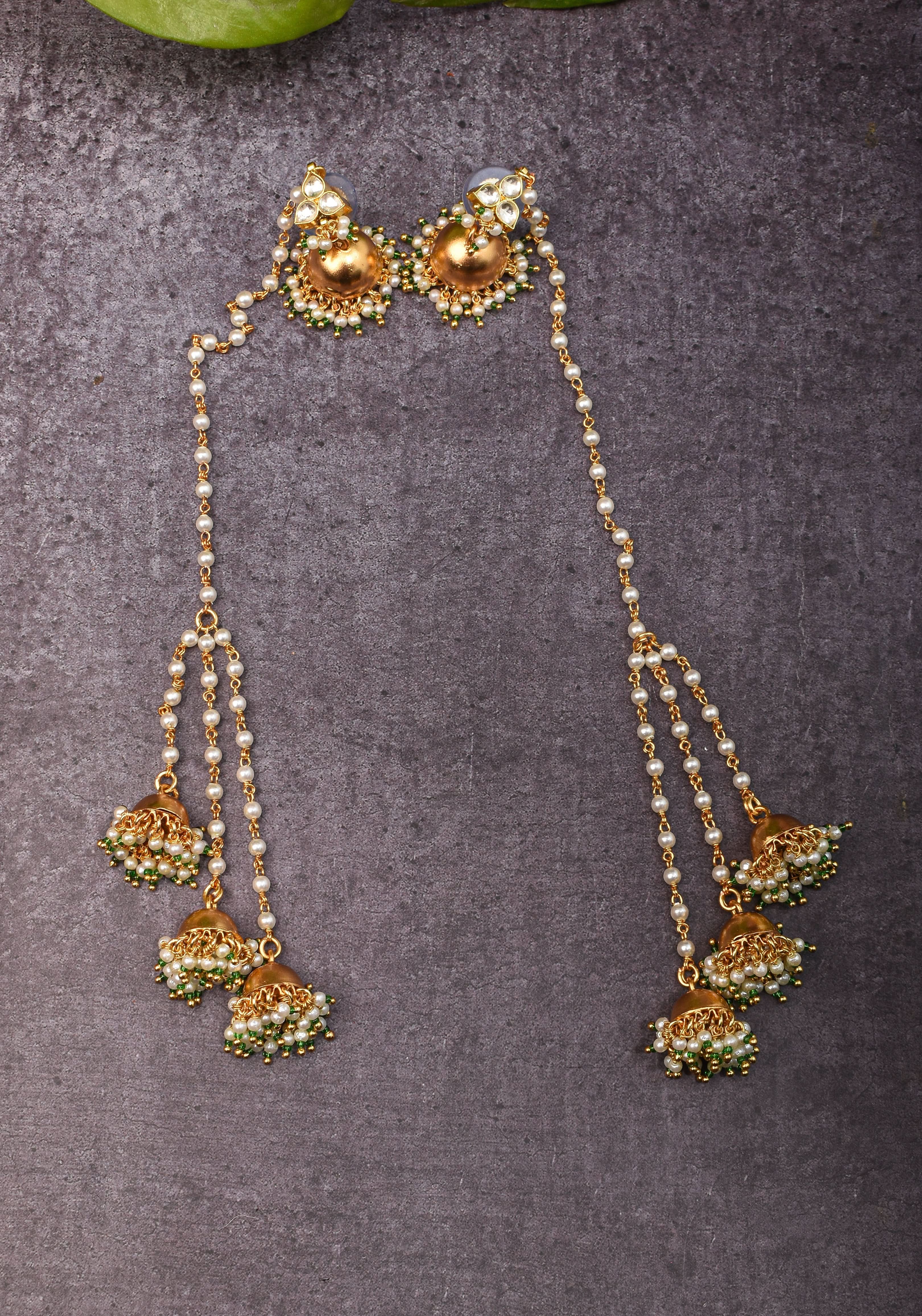 Kashmiri Durr Jhumka with Dangling Beads | Shobitam Jewelry