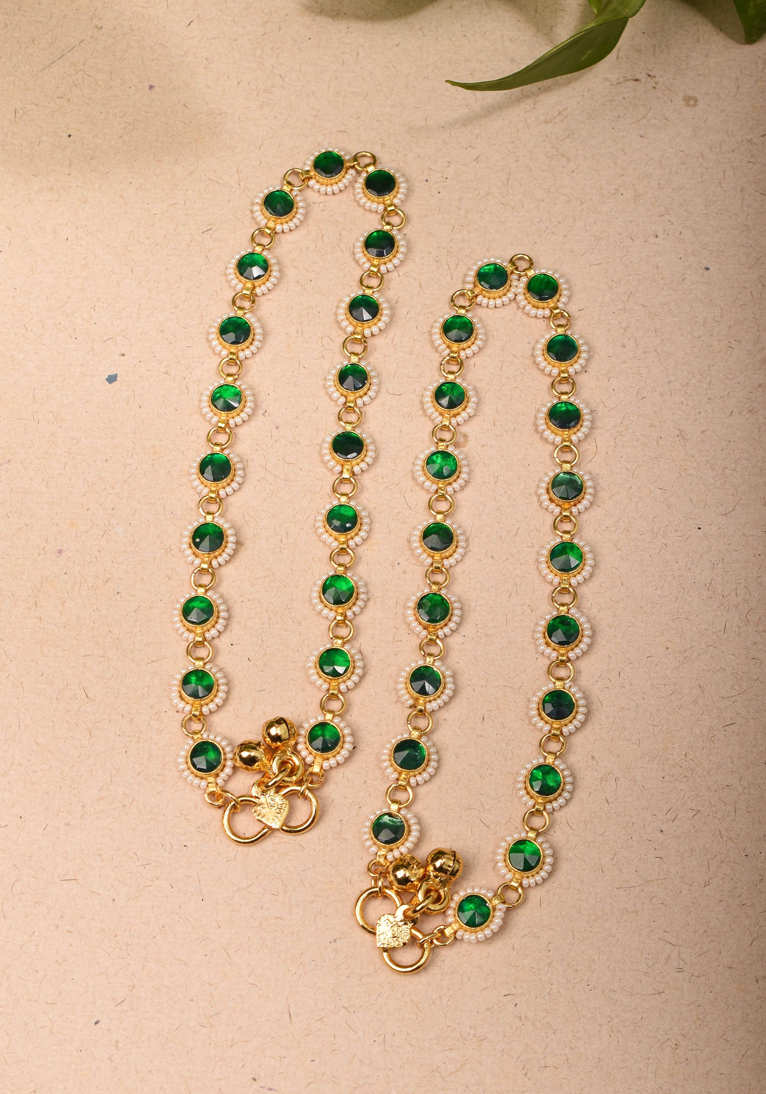 Payal - Green Pirohi-Work Anklet | Shobitam
