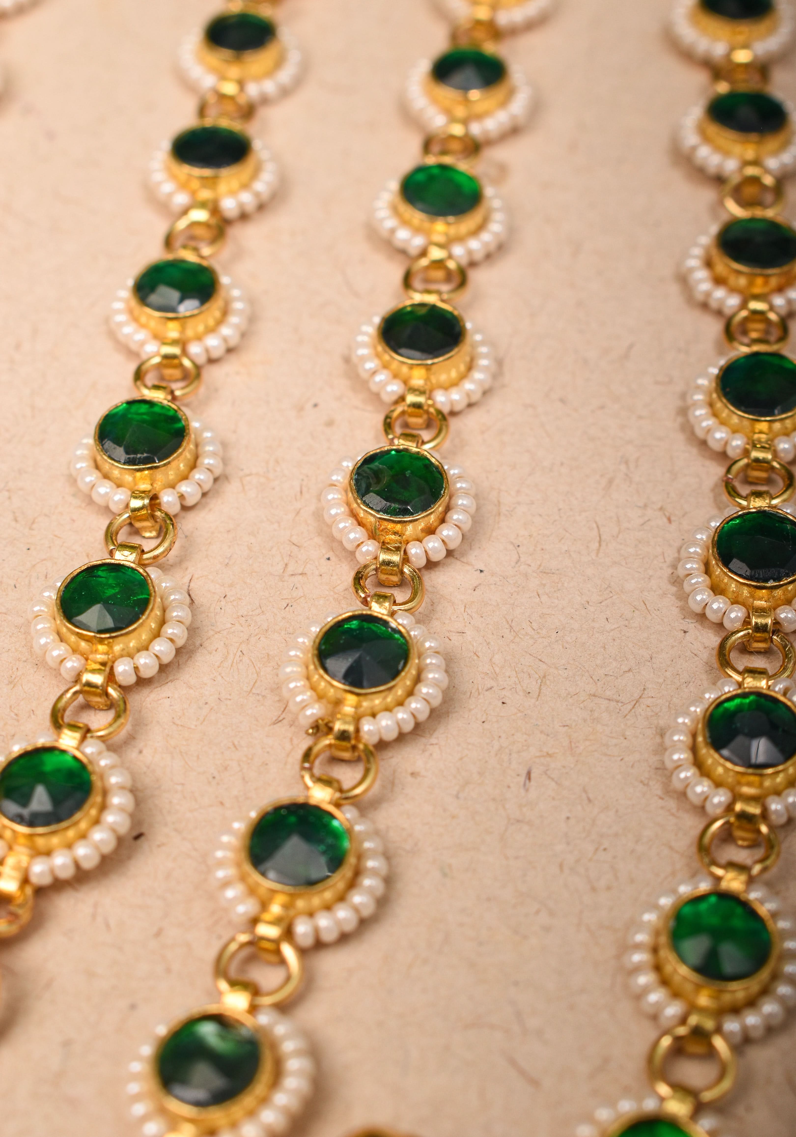 Payal - Green Pirohi-Work Anklet | Shobitam