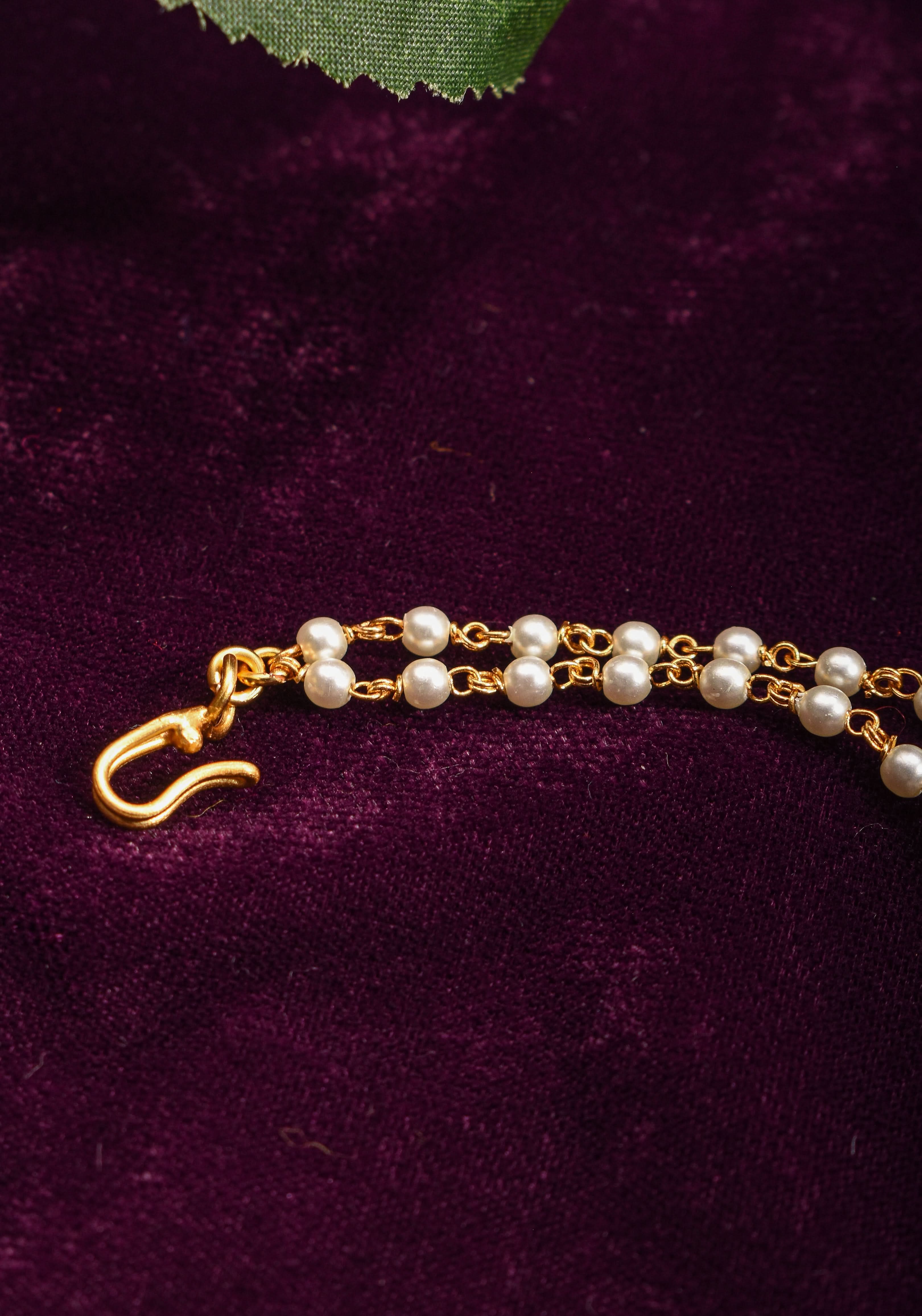 Non Piercing Nose Ring - Traditional Indian Nath with Polki Stones and Pearl Strand | Shobitam