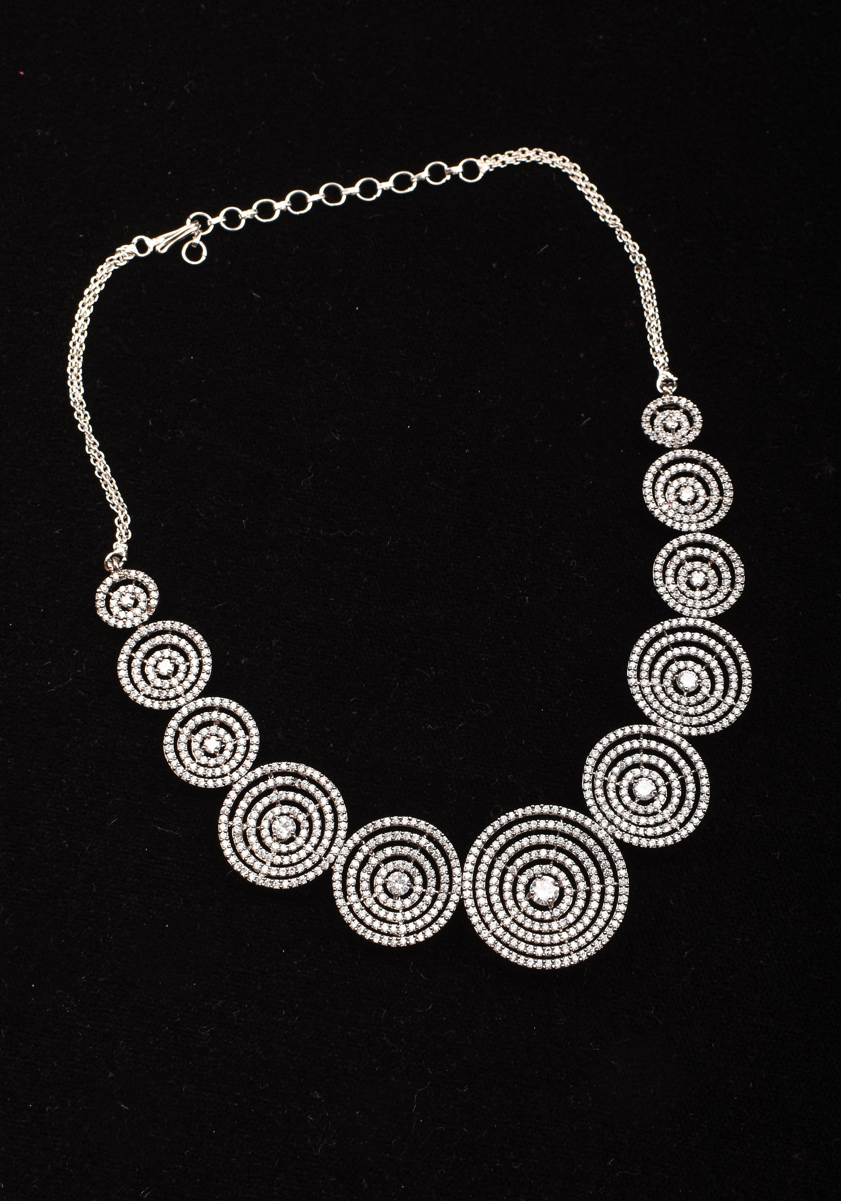 Dark Powder CZ Stone Studded Halo design Necklace | SHOBITAM