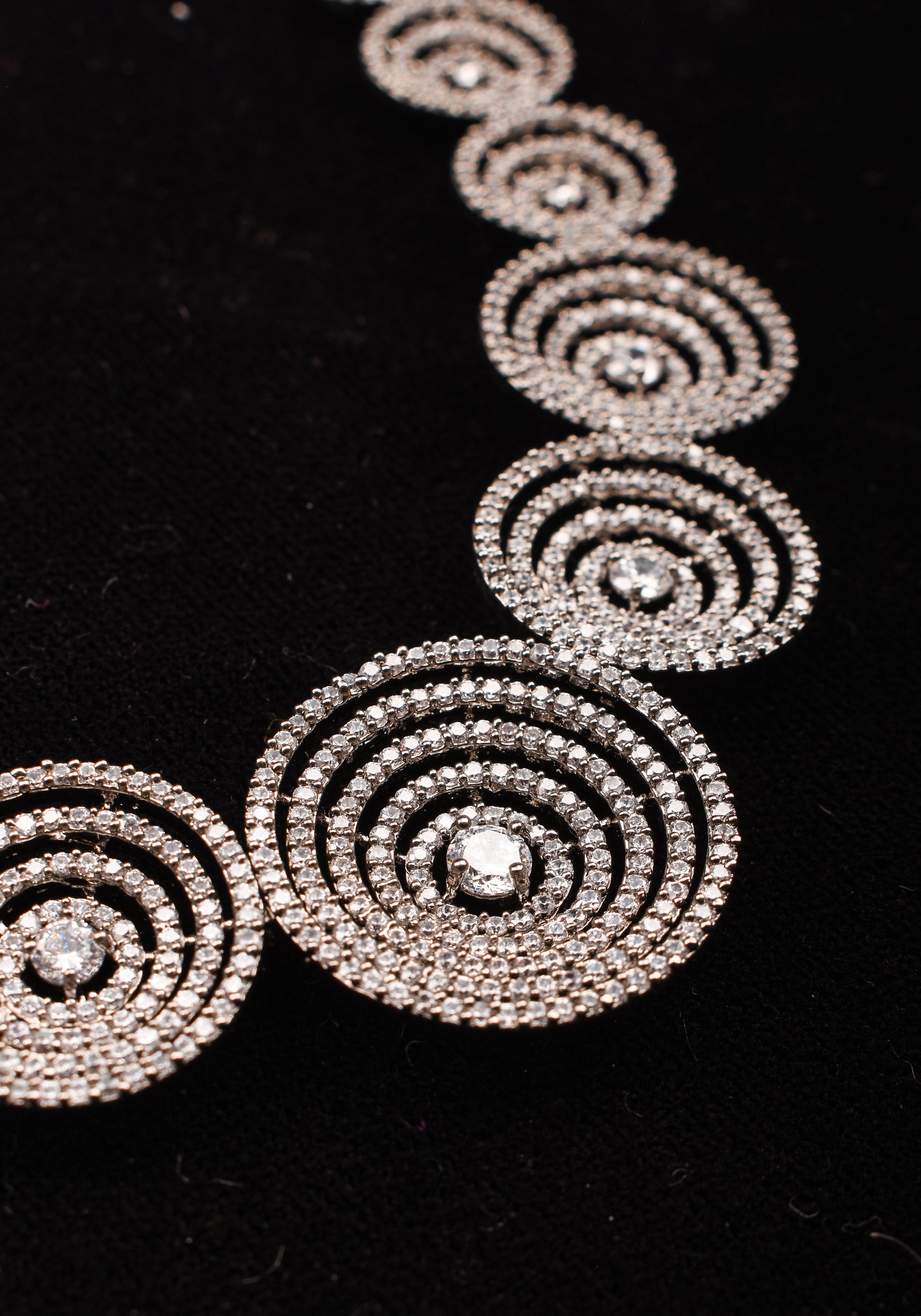 Dark Powder CZ Stone Studded Halo design Necklace | SHOBITAM