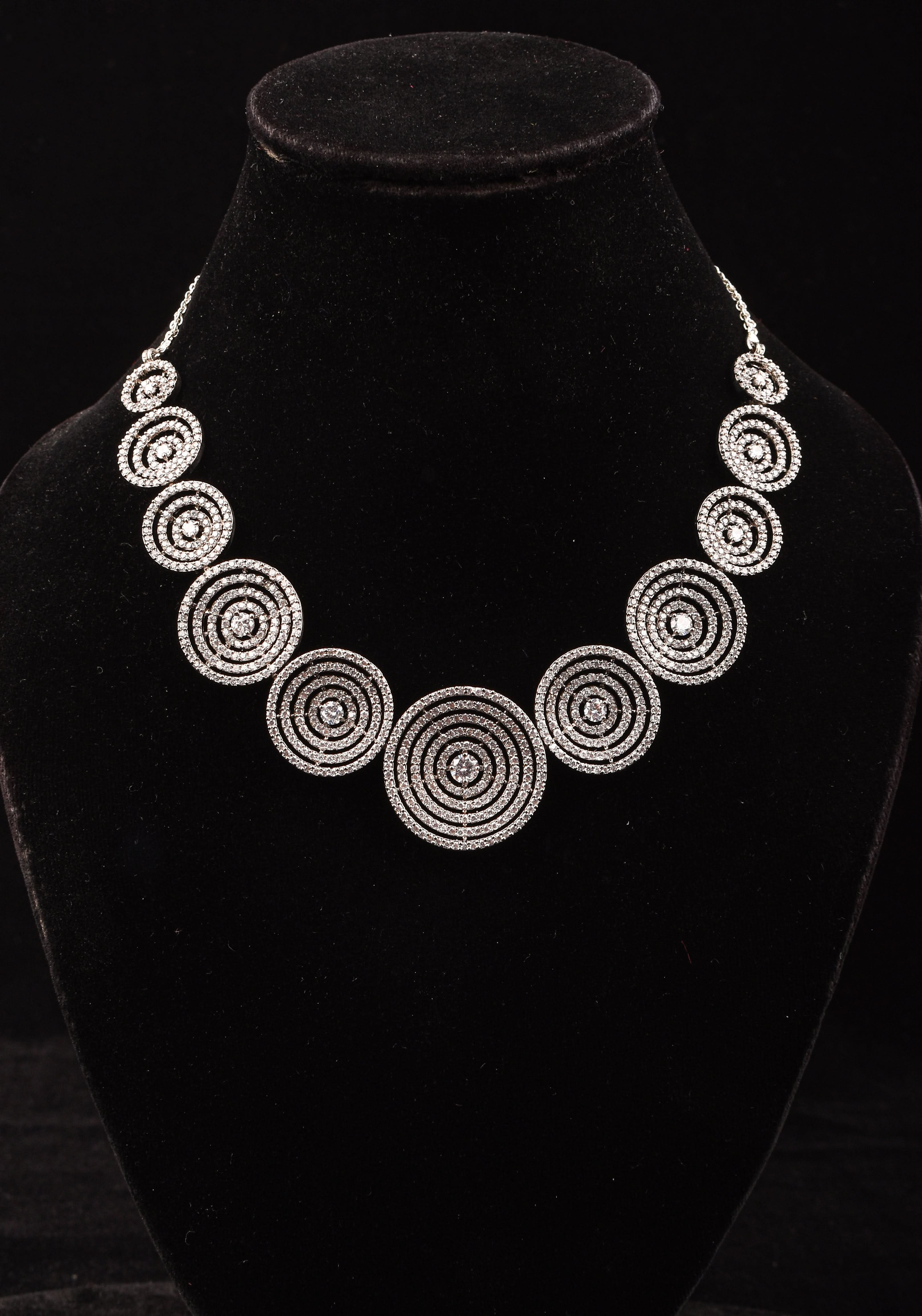 Dark Powder CZ Stone Studded Halo design Necklace | SHOBITAM