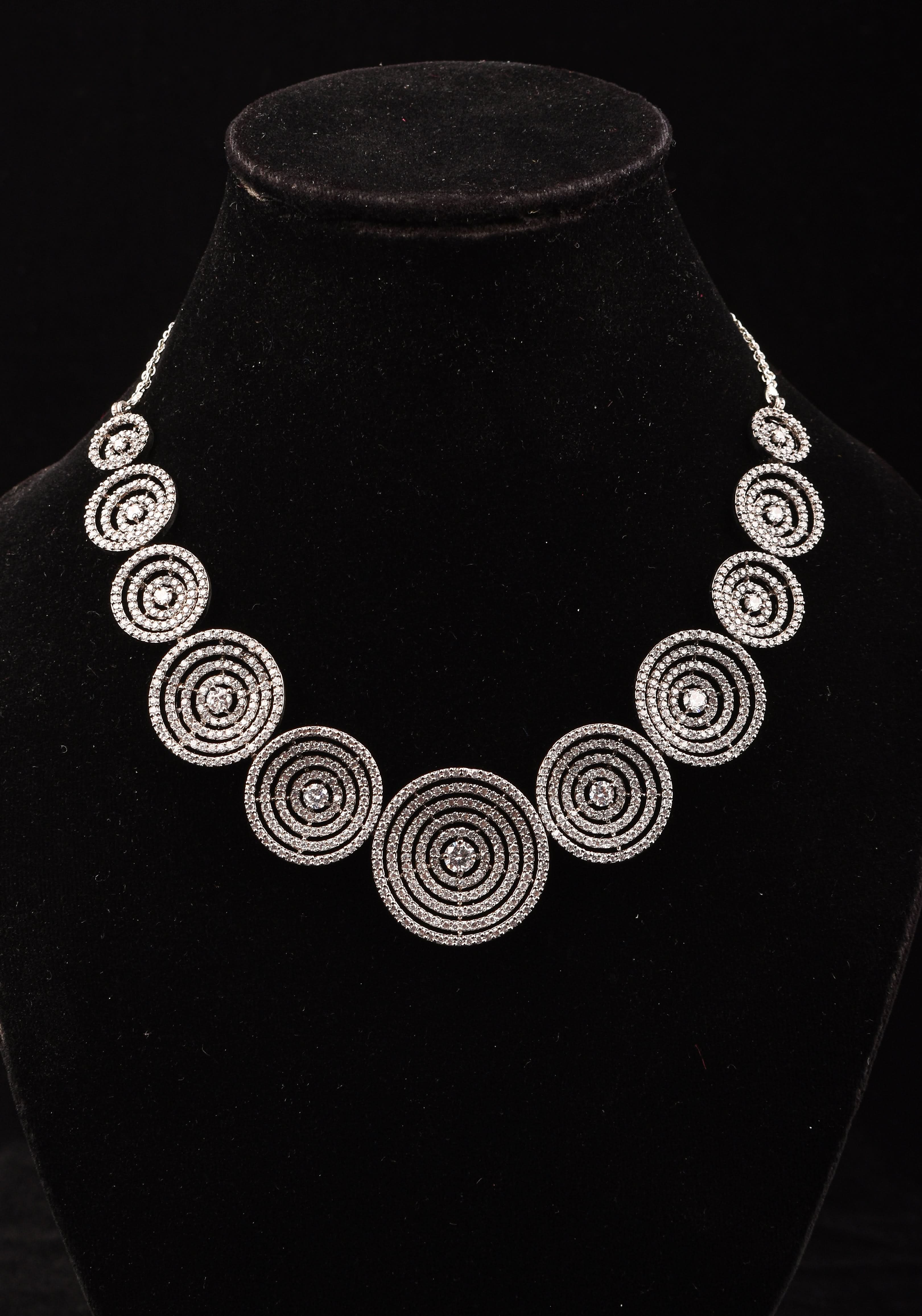 Dark Powder CZ Stone Studded Halo design Necklace | SHOBITAM