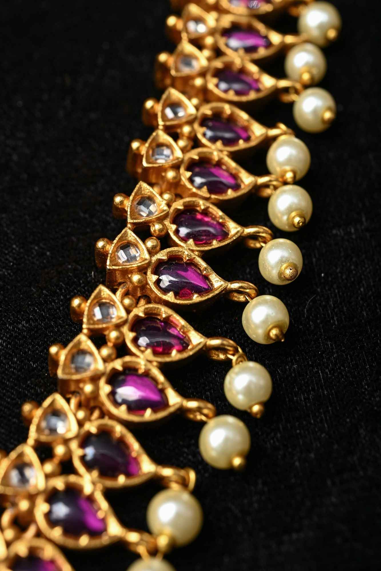 Traditional Temple Jadau Necklace Set with Mandala Pendant and kemp and Pearl Accents