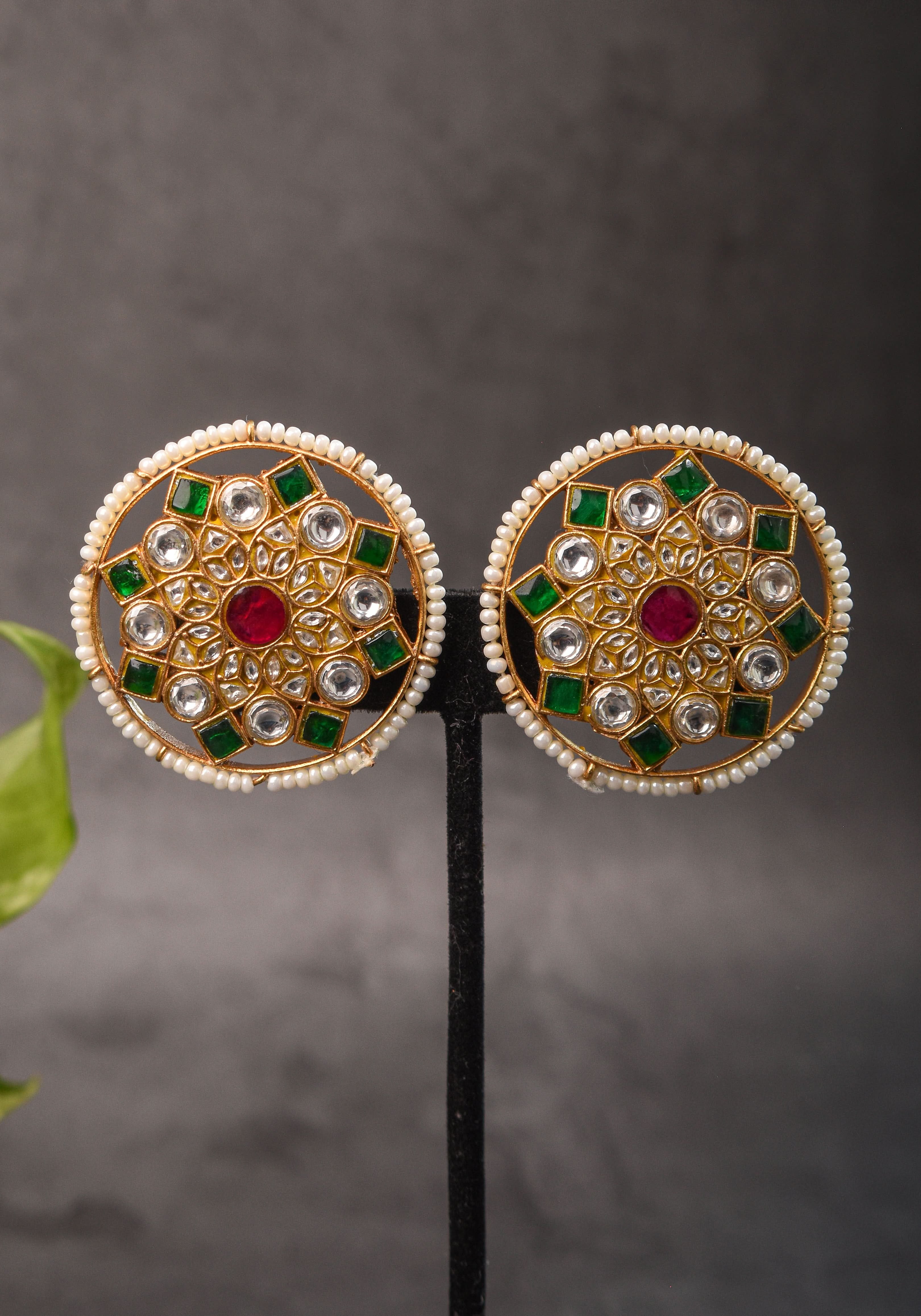 2 in 1 Statement detachable Jhumka and large Stud | Shobitam Jewelry