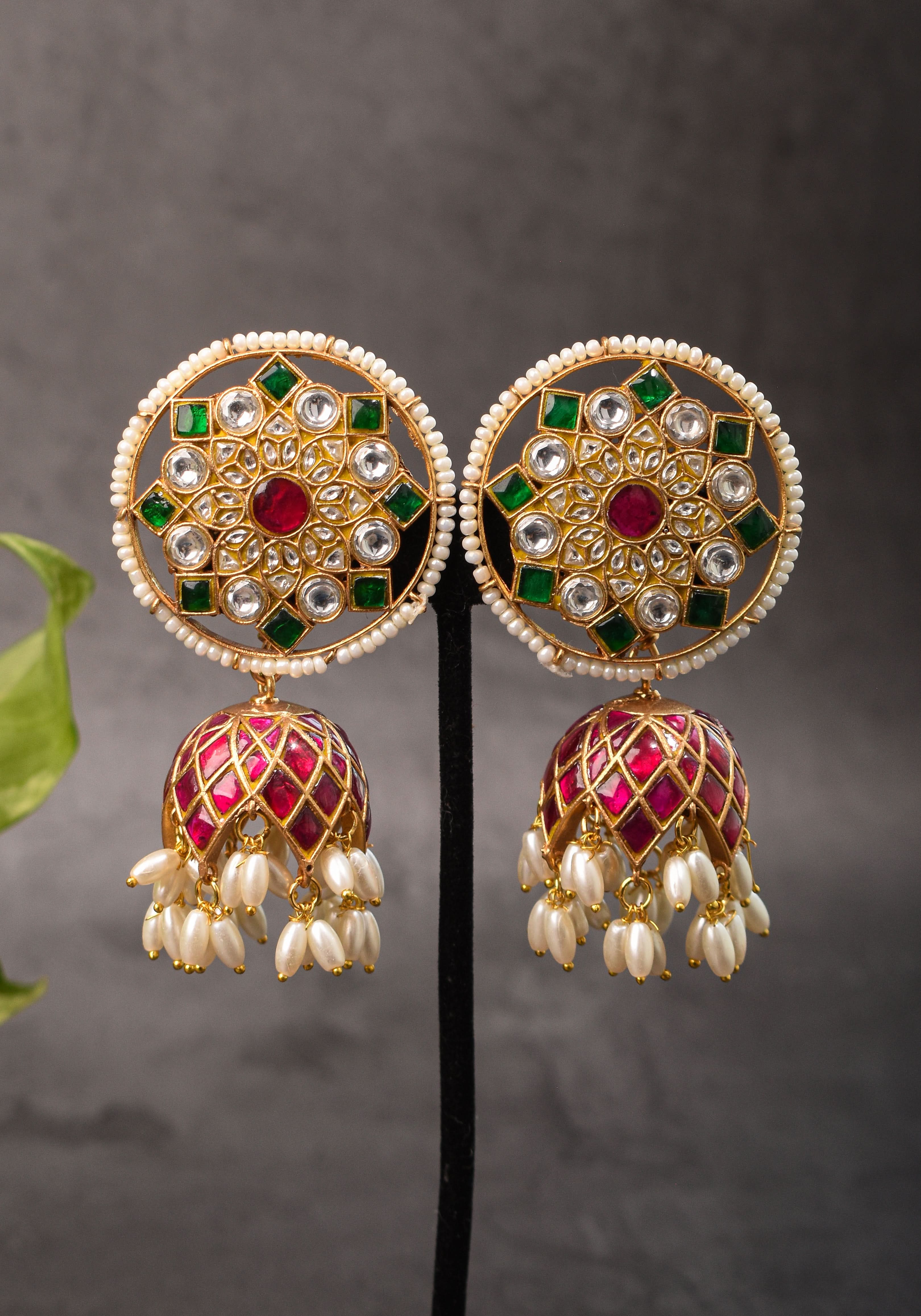 2 in 1 Statement detachable Jhumka and large Stud | Shobitam Jewelry