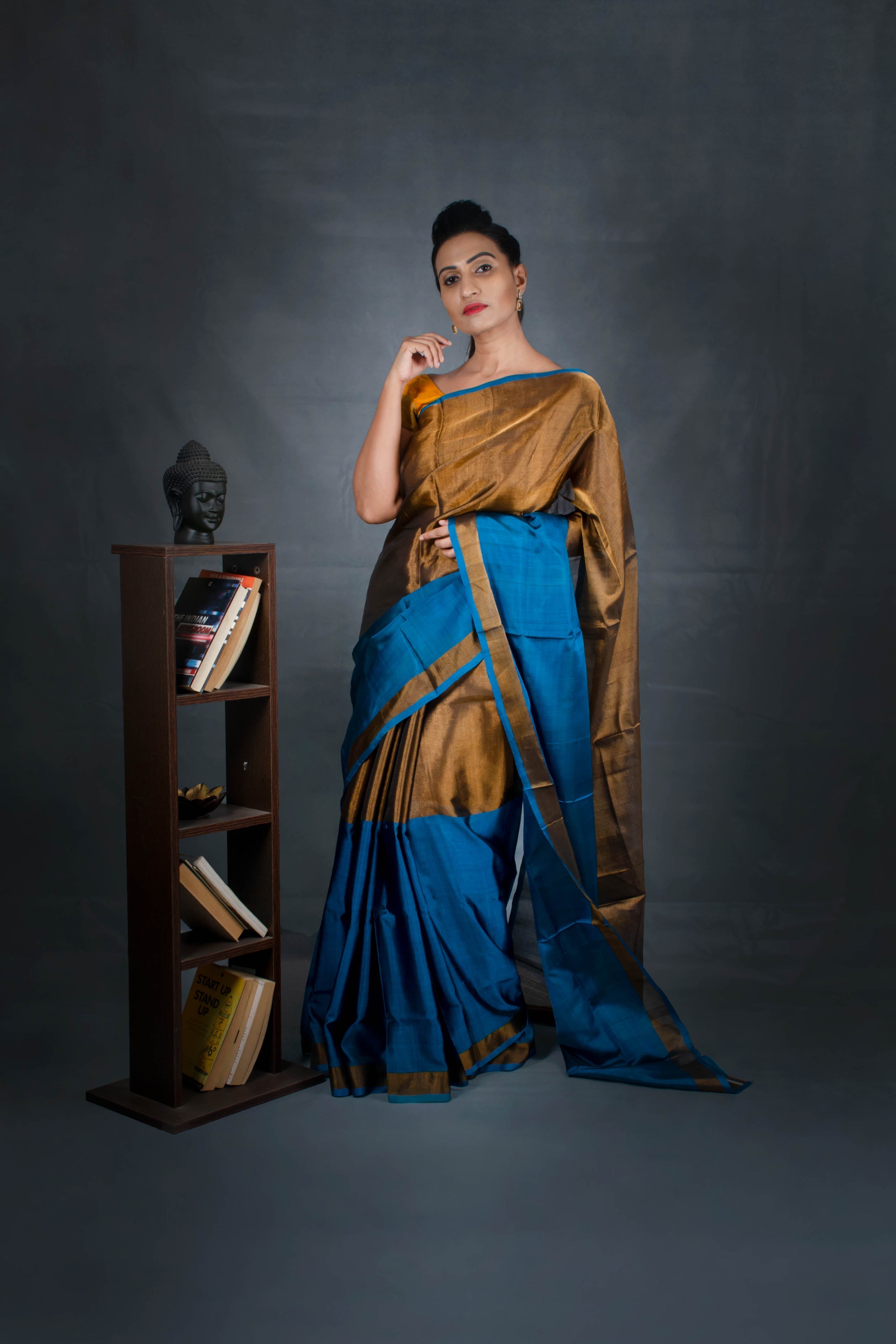 Jewel crown - Handwoven Tissue Silk Saree | SILK MARK CERTIFIED | Shobitam