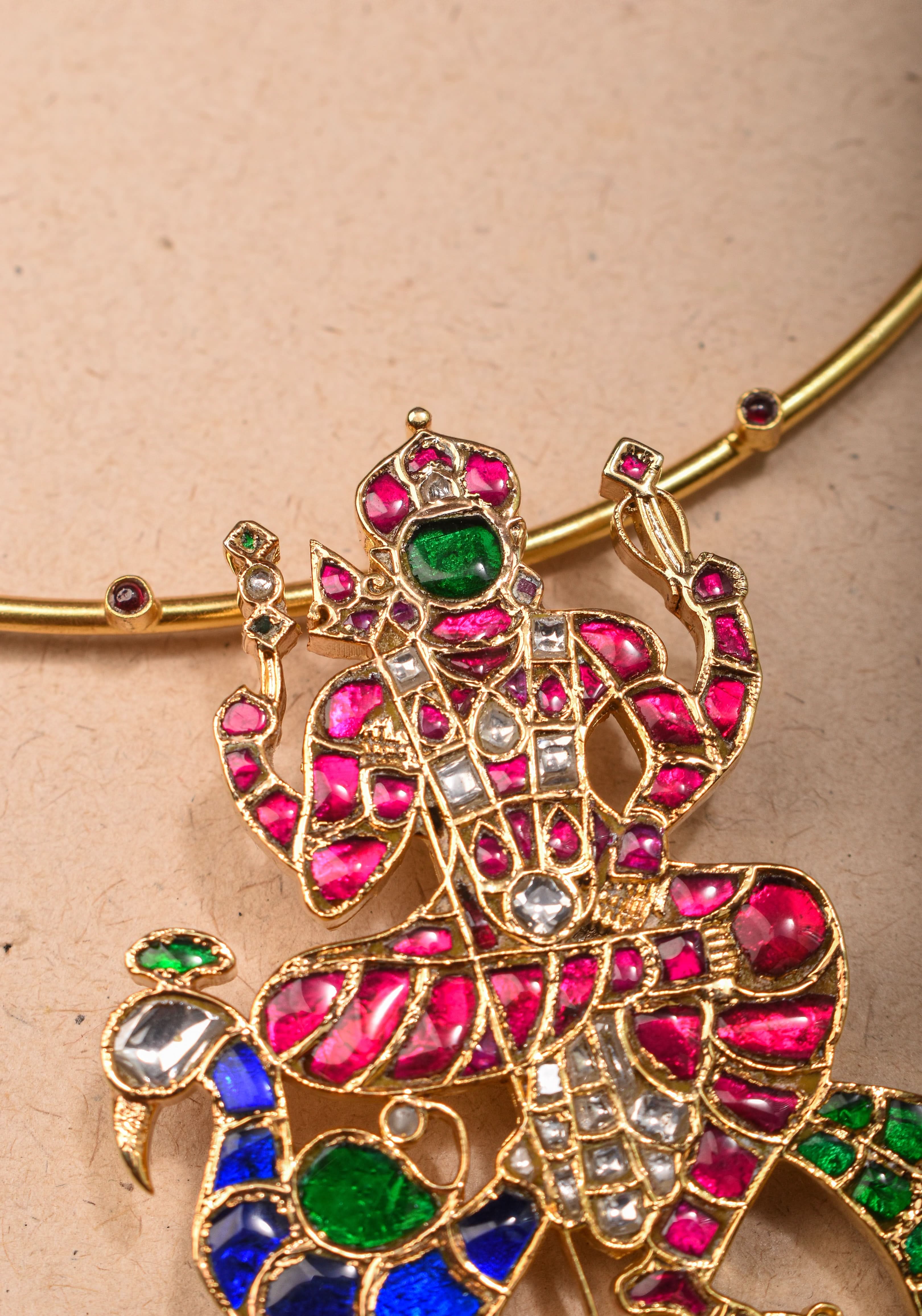 Kartikeya Jadau Pendant on Wire base Necklace | Shobitam